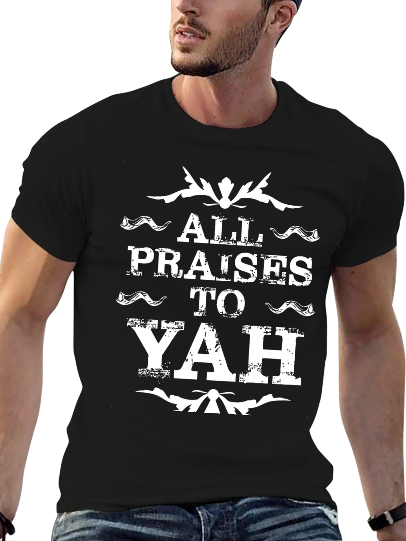 Black All Praises to Yah Black Graphic Tee view 6