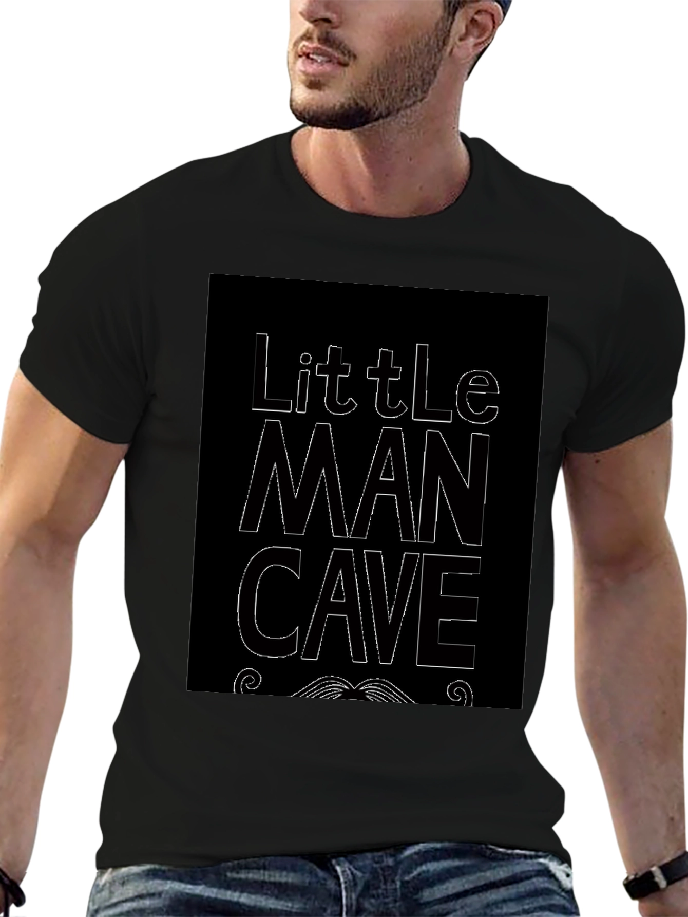 Black Little Man Cave Graphic Tee view 6