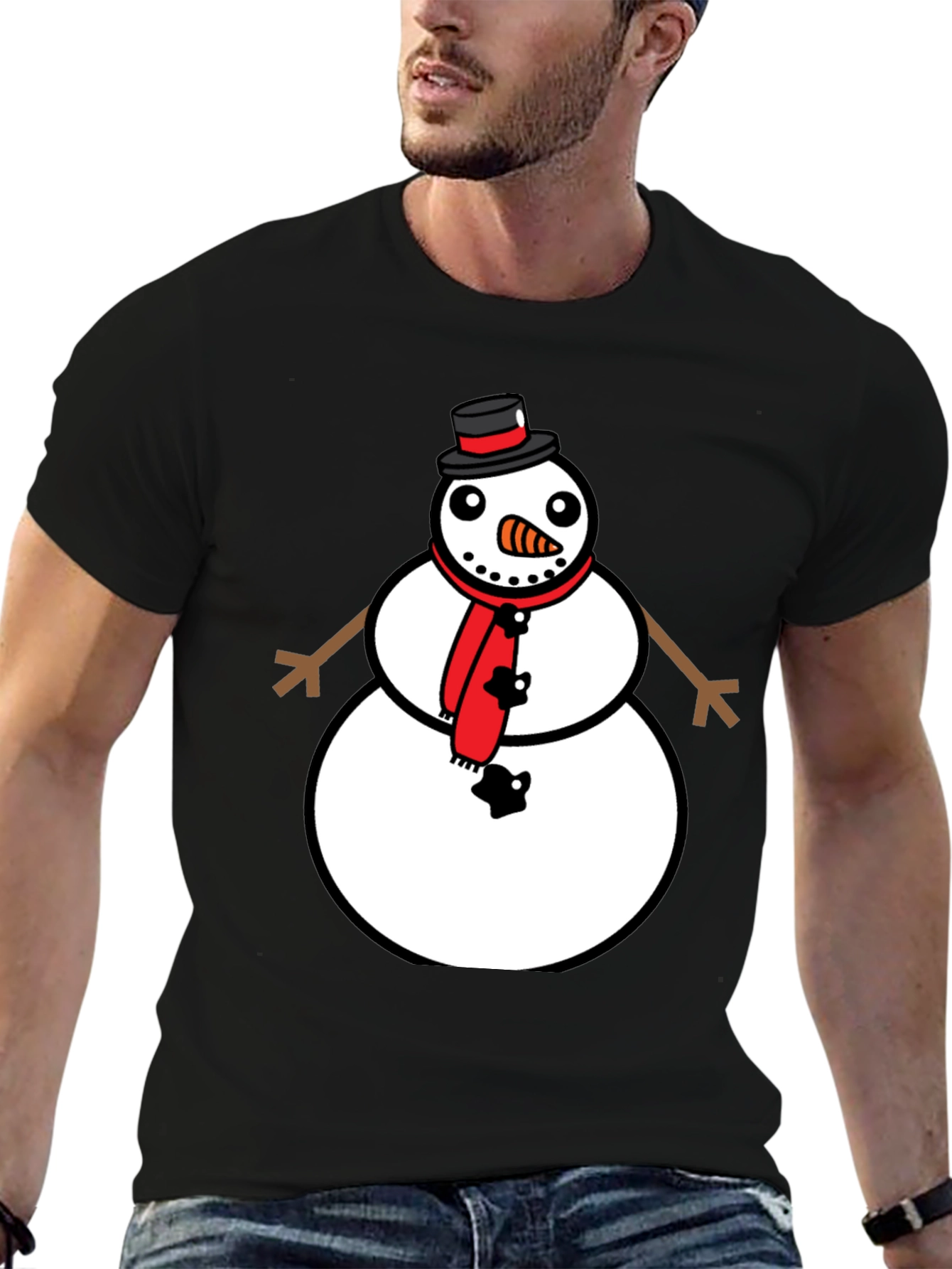 Black Snowman Graphic Tee - Festive Holiday Style view 6