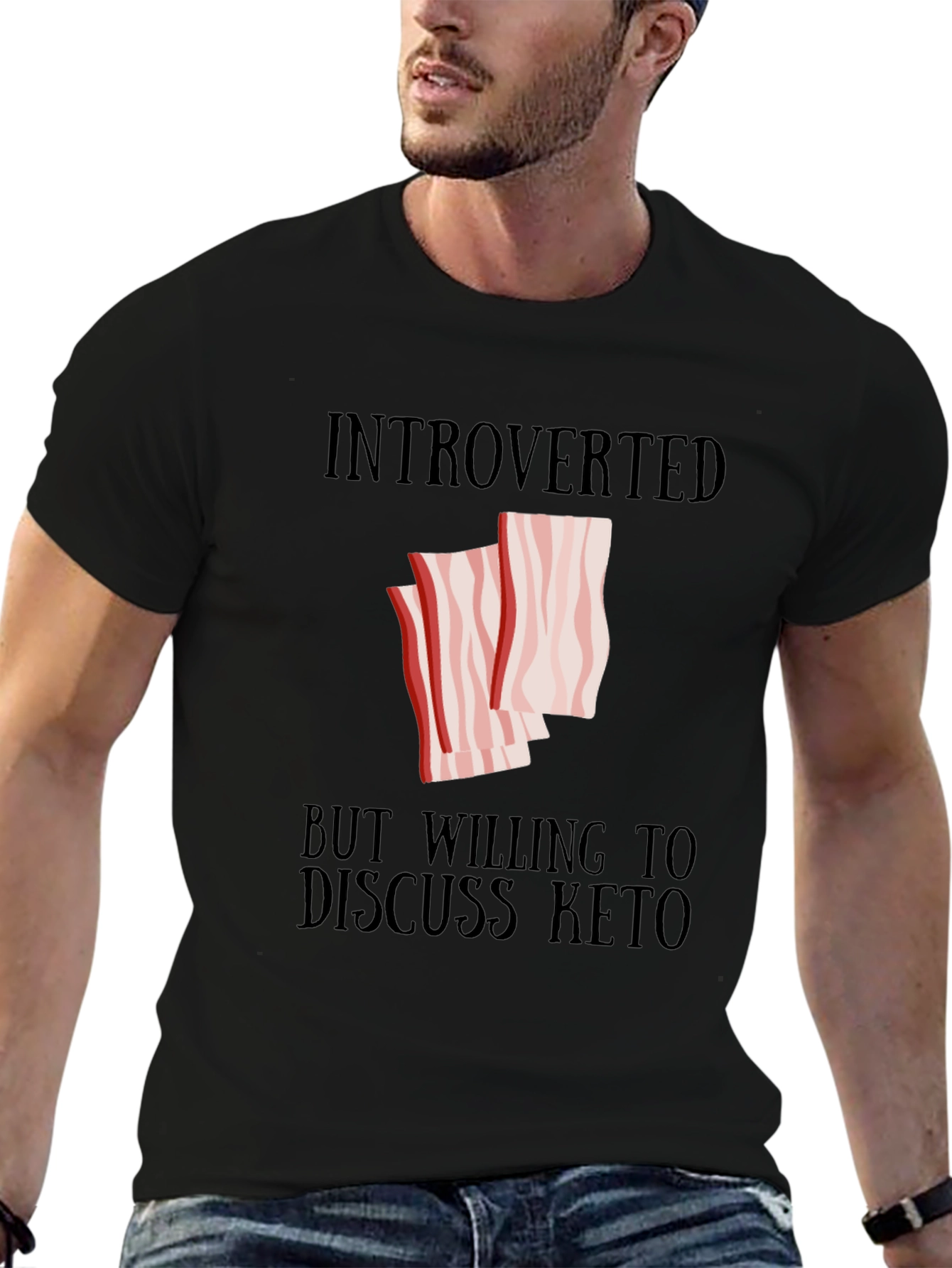 Black Introverted Keto Graphic Tee view 6