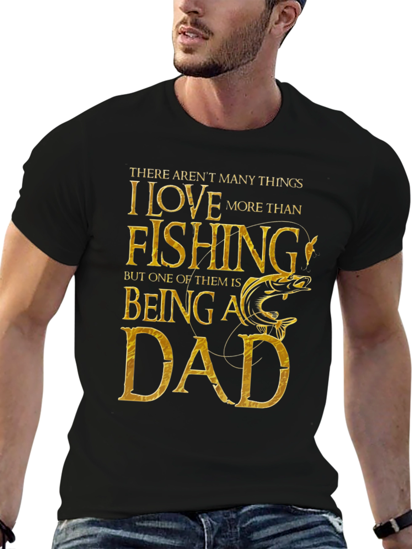 Black Fishing Dad Graphic T-Shirt - Perfect for Father's Day view 6