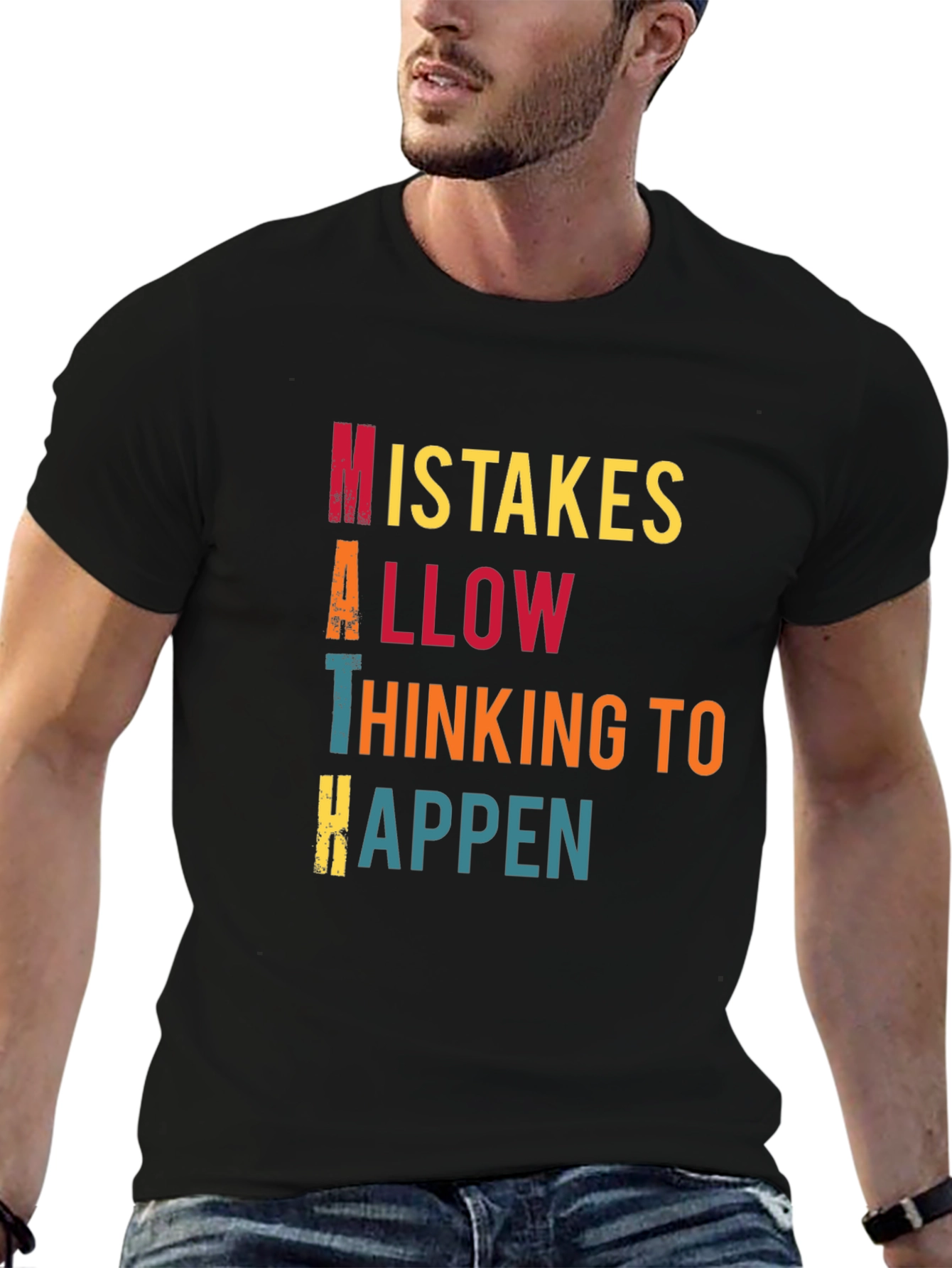 Black Math Mistakes T-Shirt, Thinking to Happen view 6