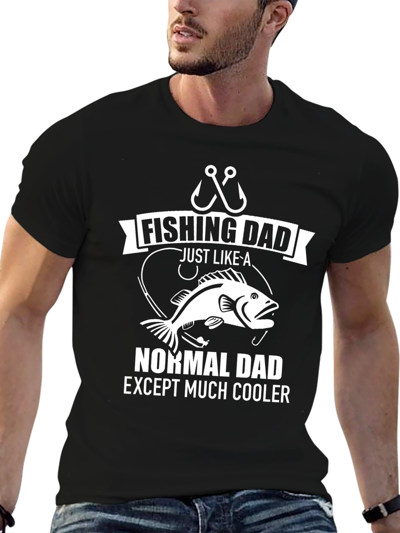 Black Fishing Dad T-Shirt: Normal Dad Except Much Cooler view 6