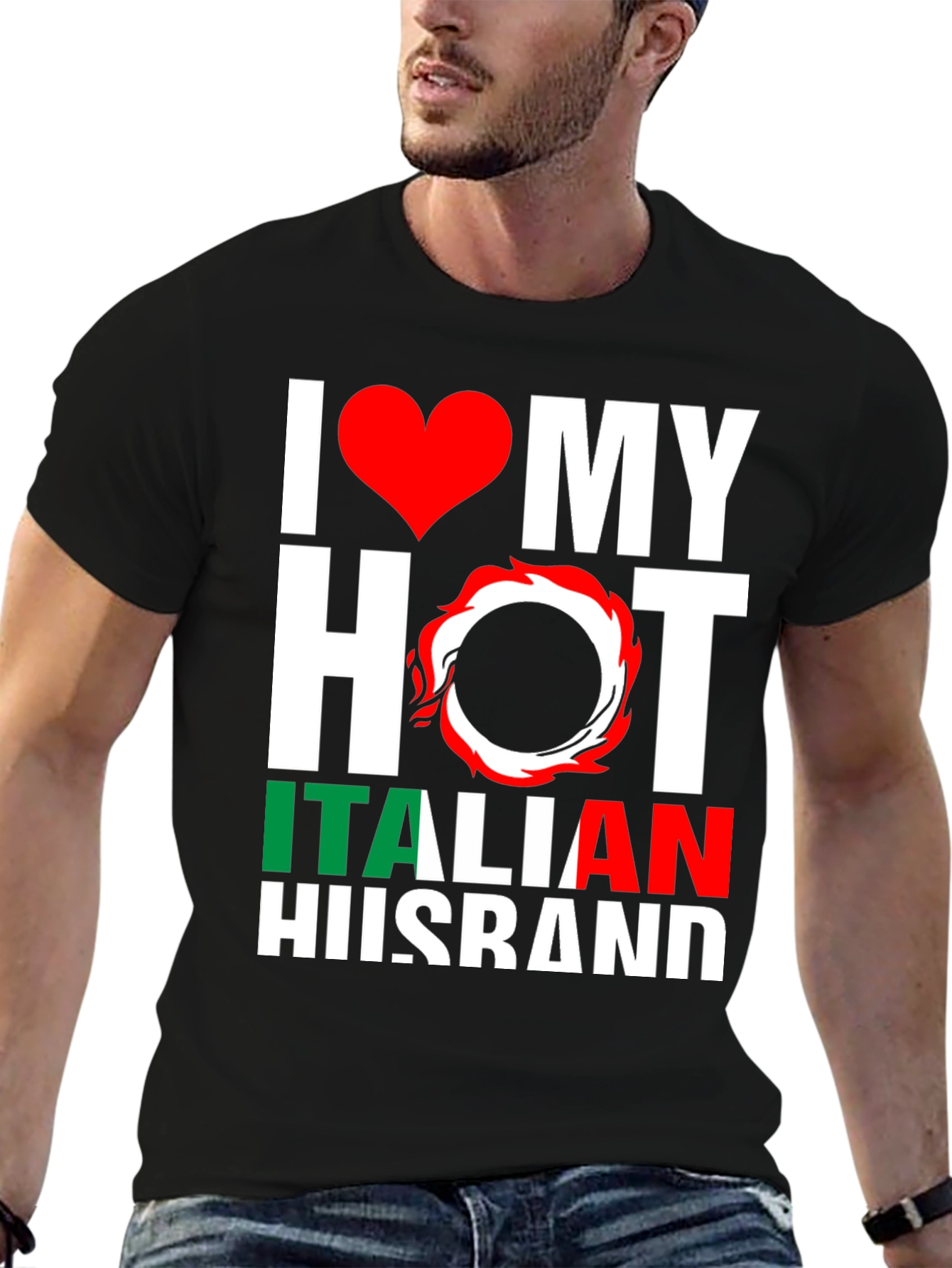 Black I Love My Hot Italian Husband T-Shirt view 6