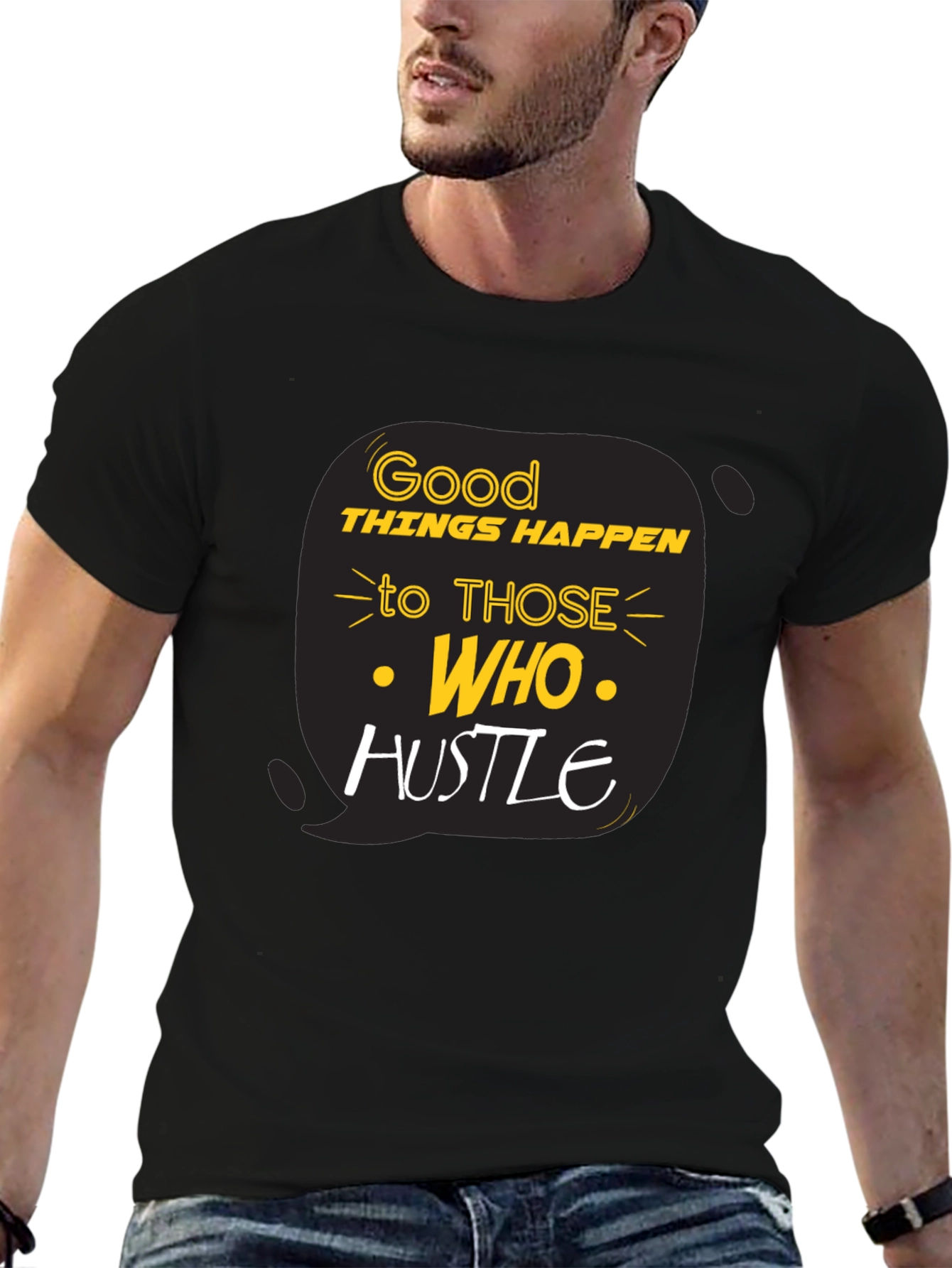 Black Good Things Happen T-Shirt Black Cotton Blend view 6
