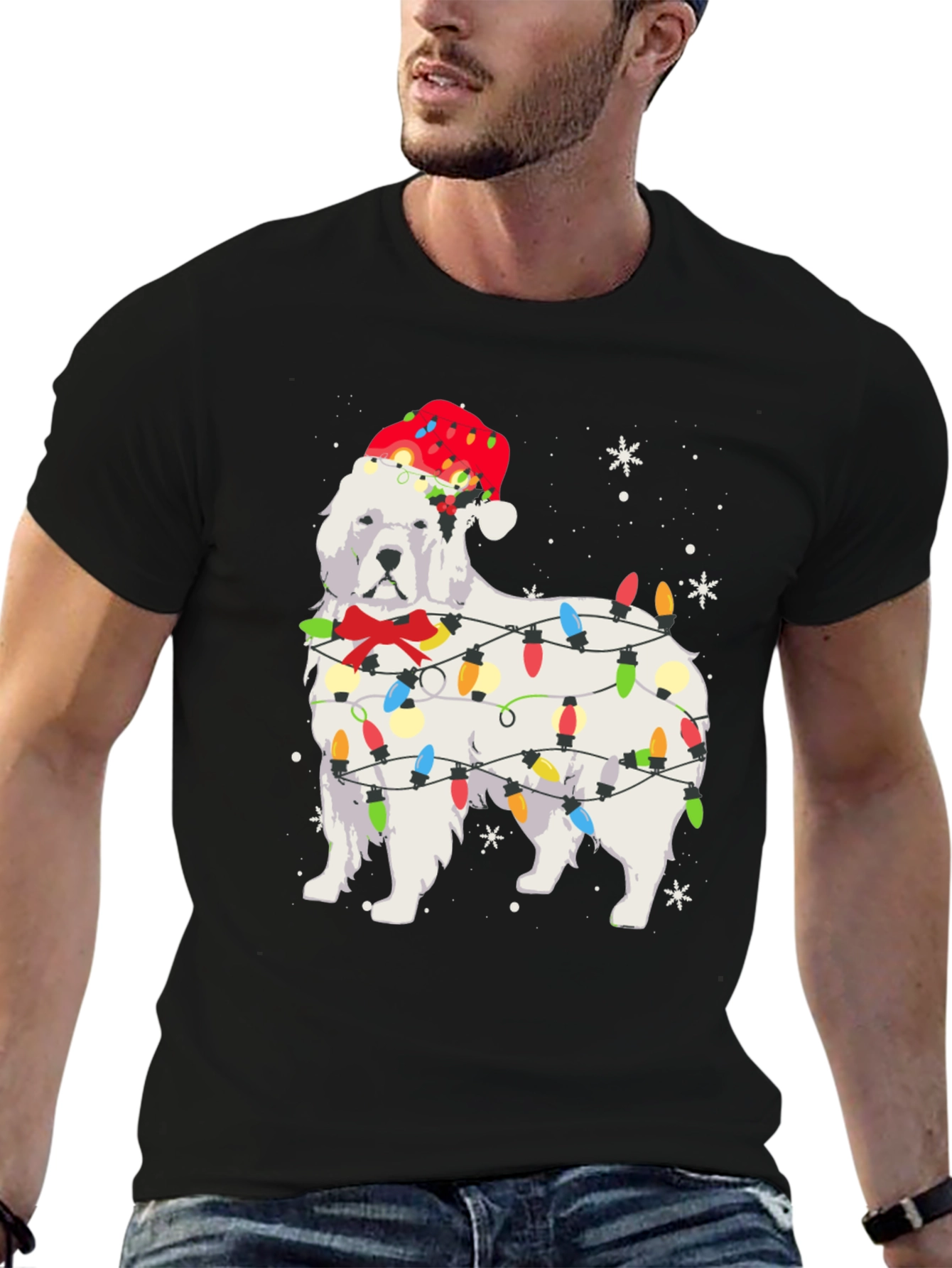 Festive Dog Christmas Lights T-Shirt - 6