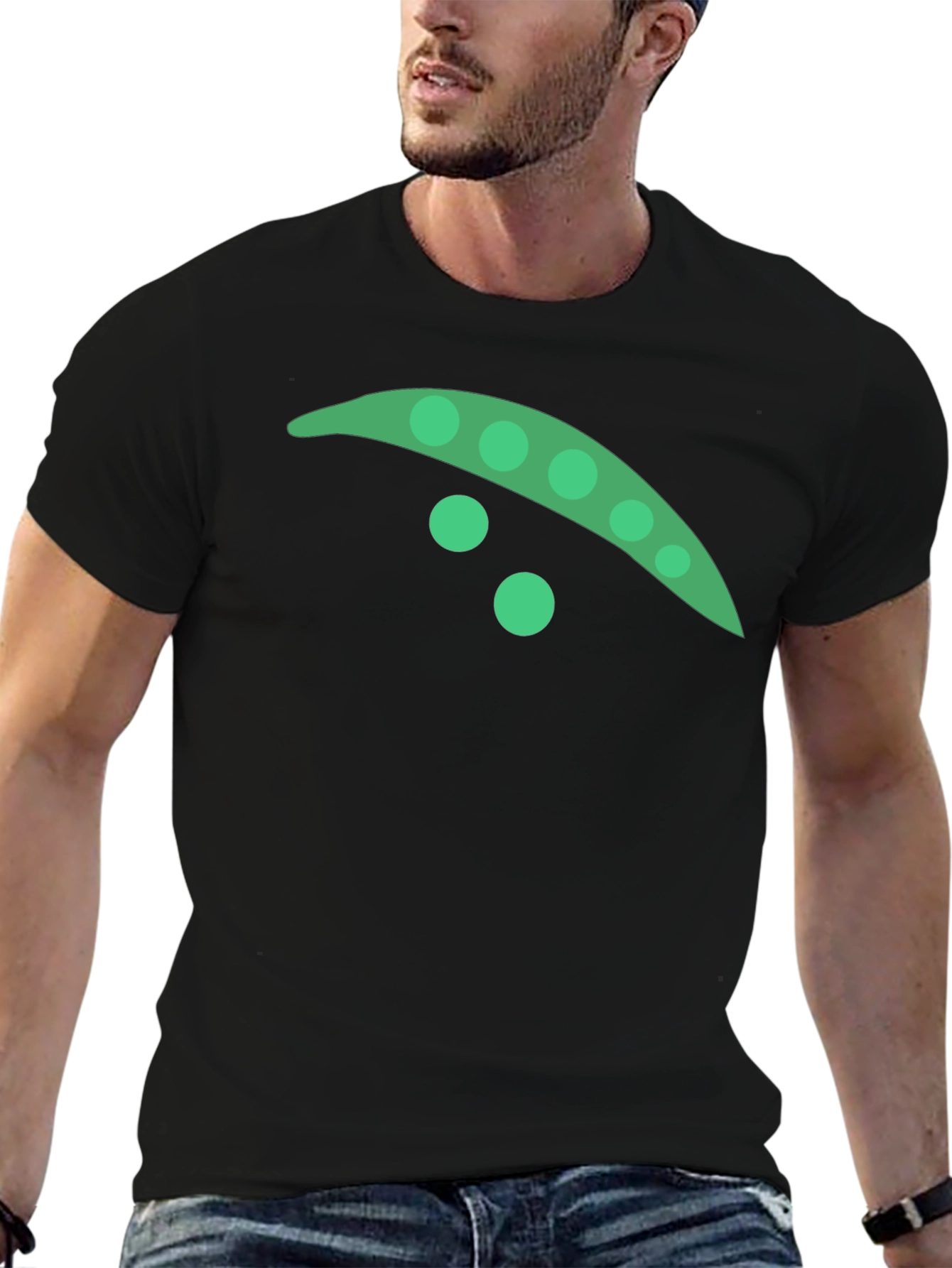 Black Peapod Graphic T-Shirt - Black Cotton Blend view 6