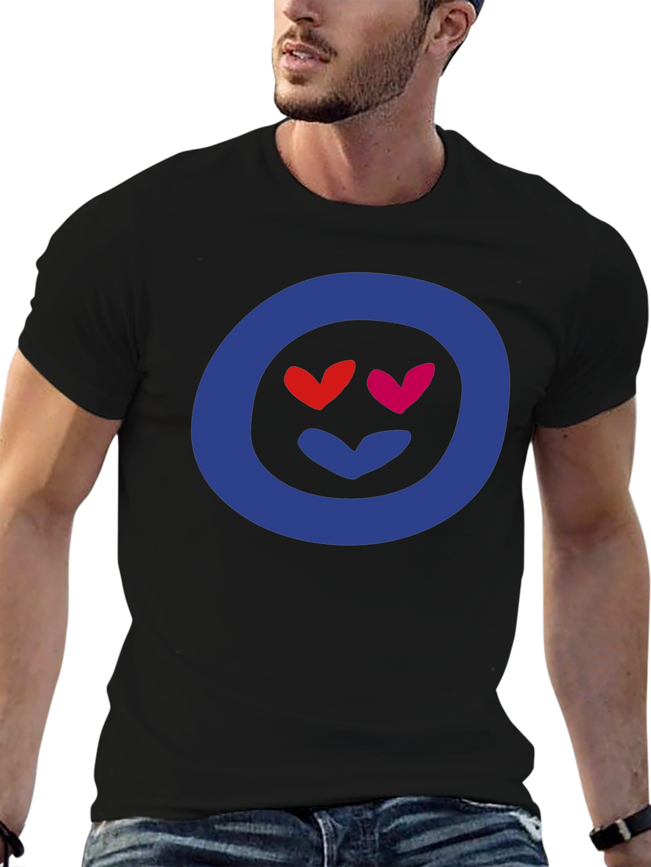 Black Heart Eyes Emoji Graphic Tee - Black Cotton Blend view 6