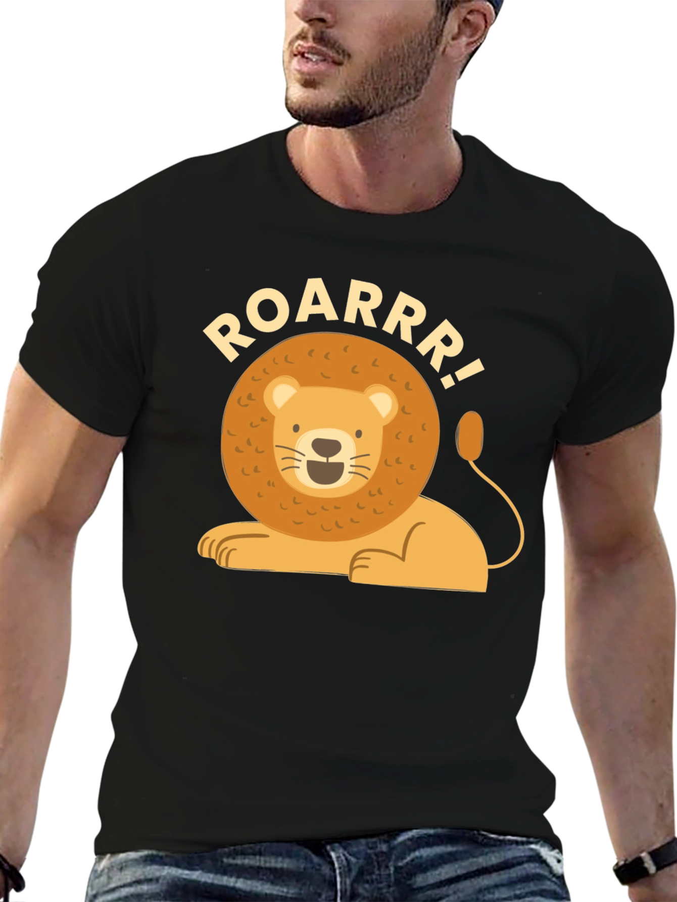 Black Lion Roar Graphic T-Shirt - Mens Black Tee view 6