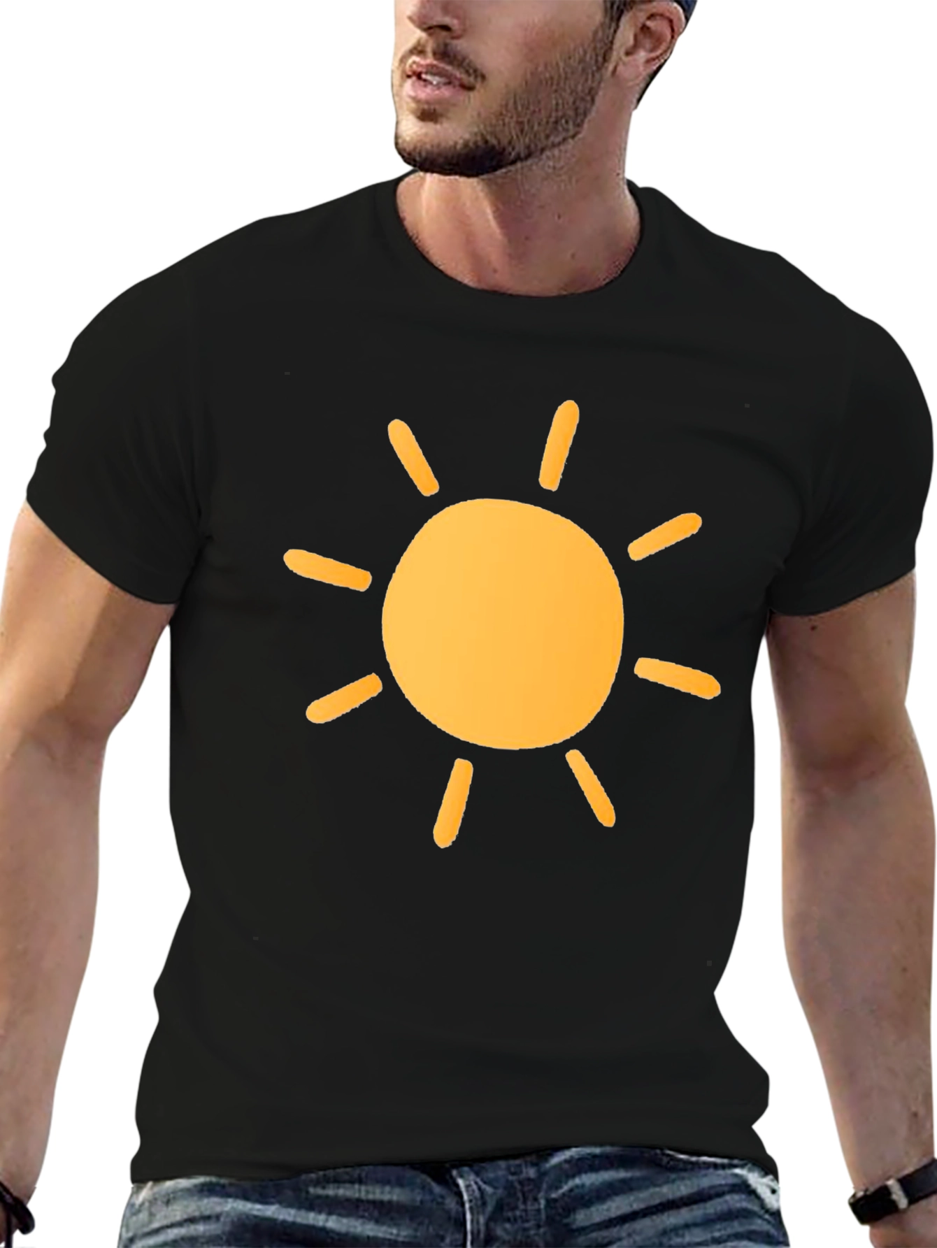 Black Sunny Graphic Tee - Black Cotton T-Shirt view 6