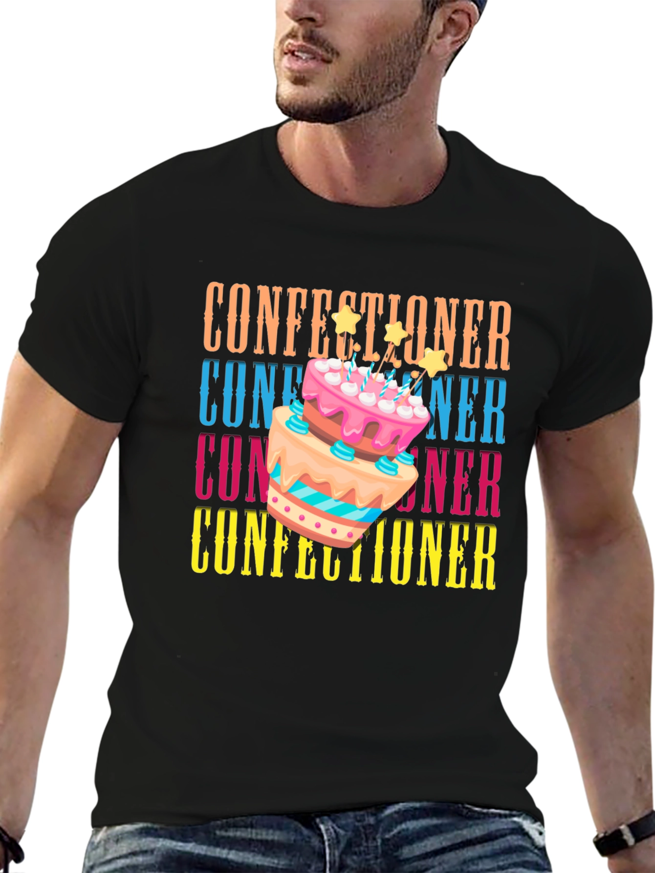 Black Confectioner Cake T-Shirt - Baking Lover's Tee view 6