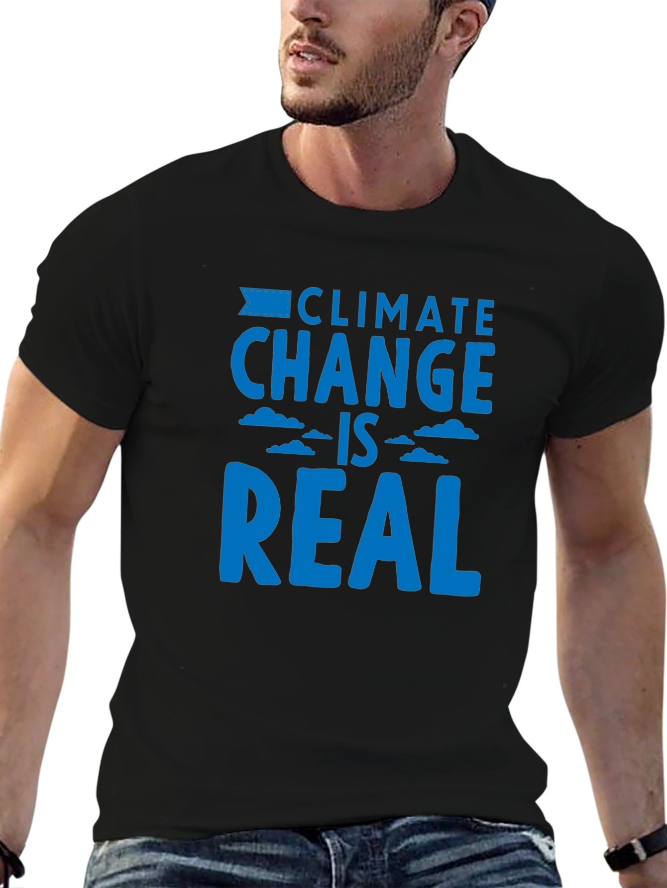 Black Climate Change is Real Graphic T-Shirt view 6