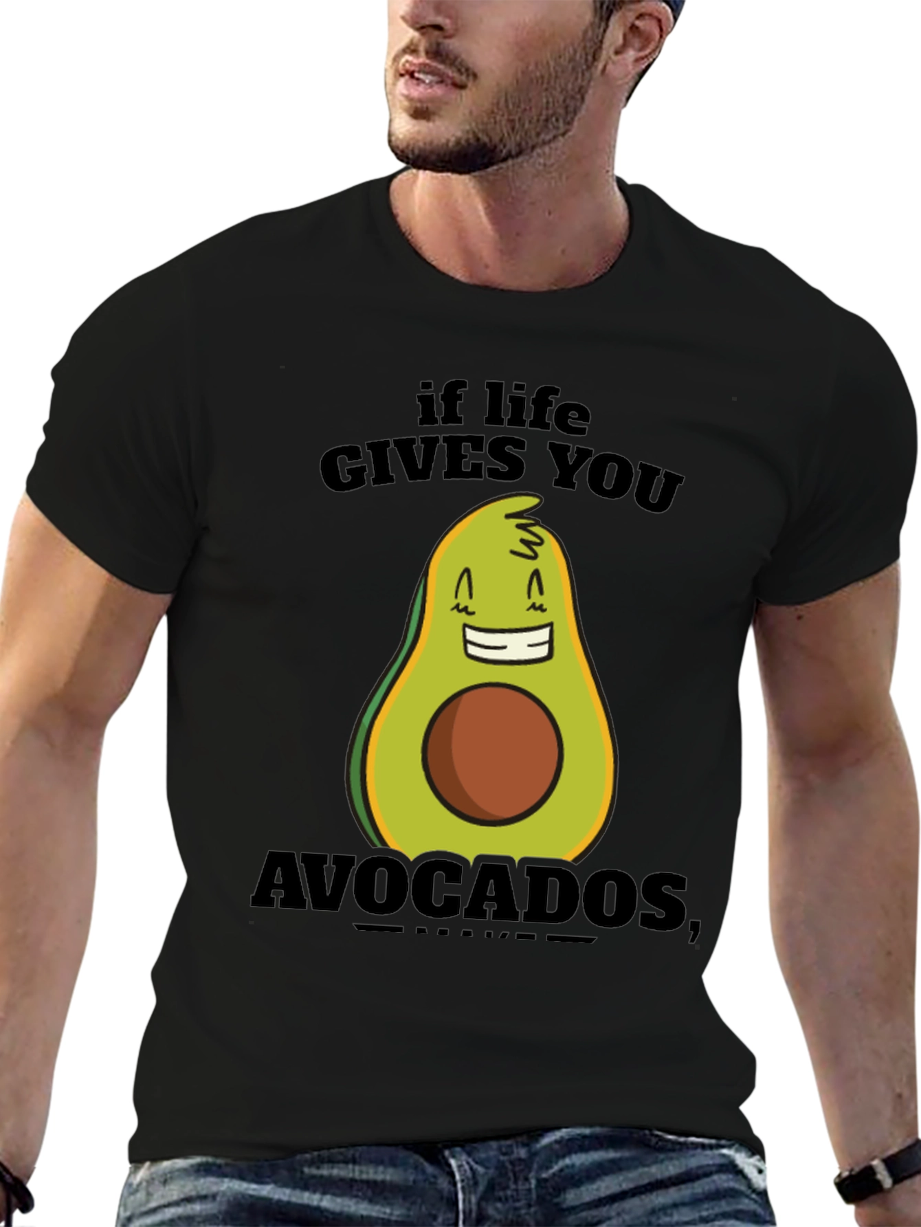 Black Funny Avocado T-Shirt - If Life Gives You Avocados view 6