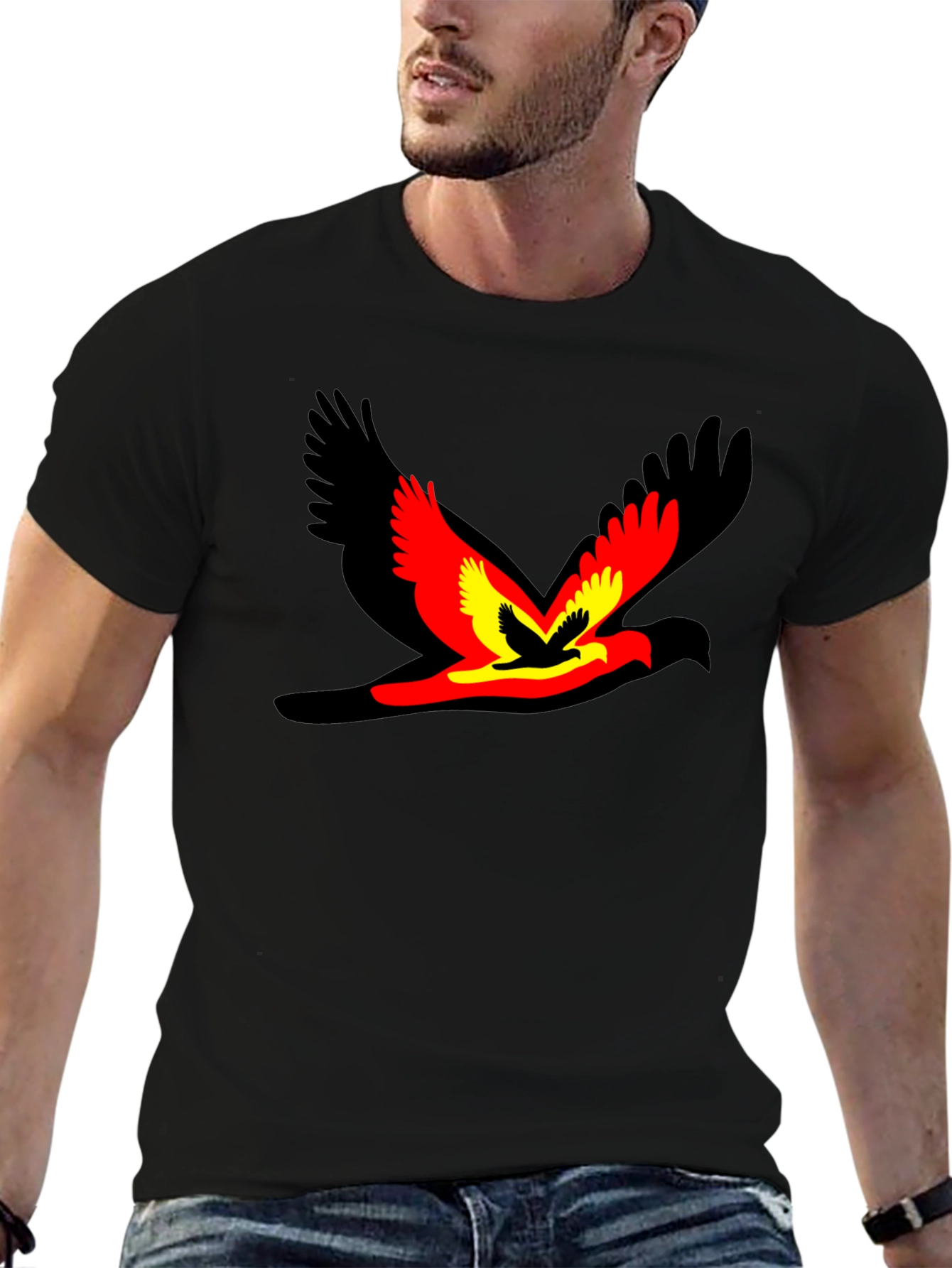 Black Bird Graphic Black T-Shirt - Unique Design view 6