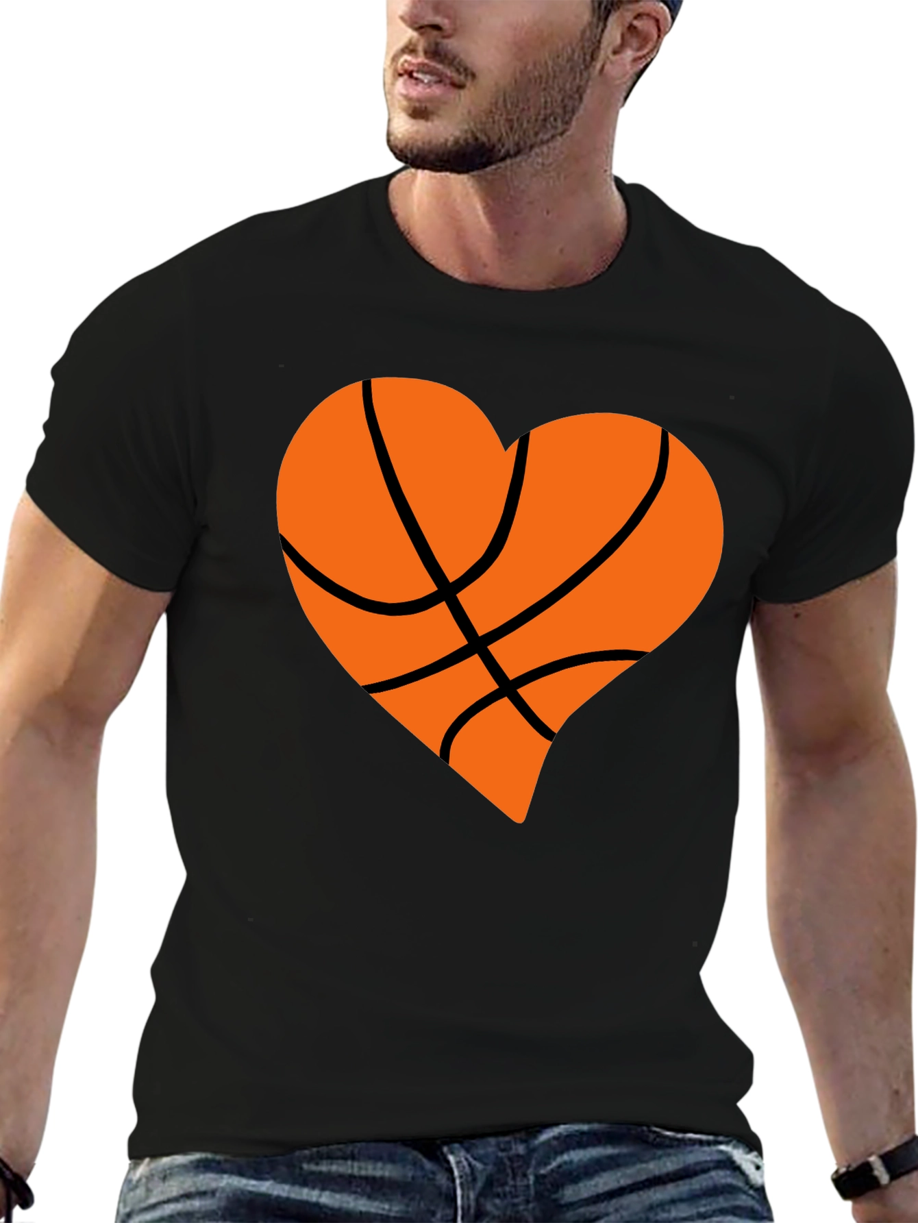 Basketball Heart Graphic Tee - Black - 6