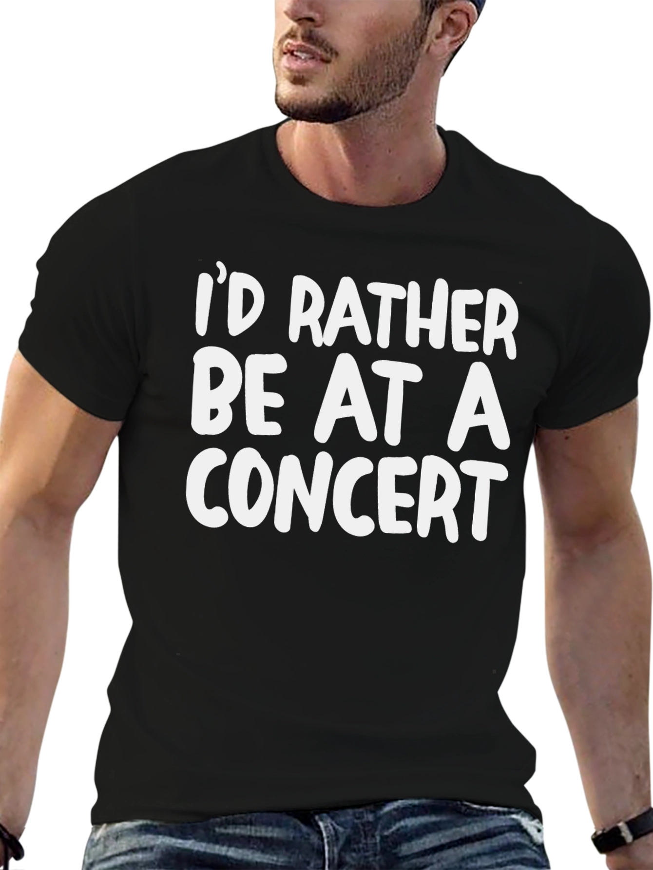 Black Concert Lover's Tee: I'd Rather Be At A Concert view 6