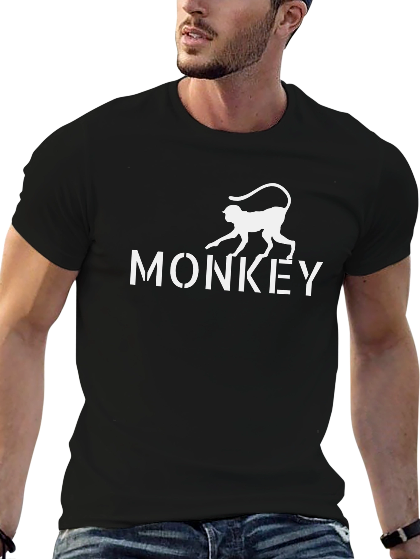 Black Monkey Graphic Tee - Men's Black Crewneck T-Shirt view 6