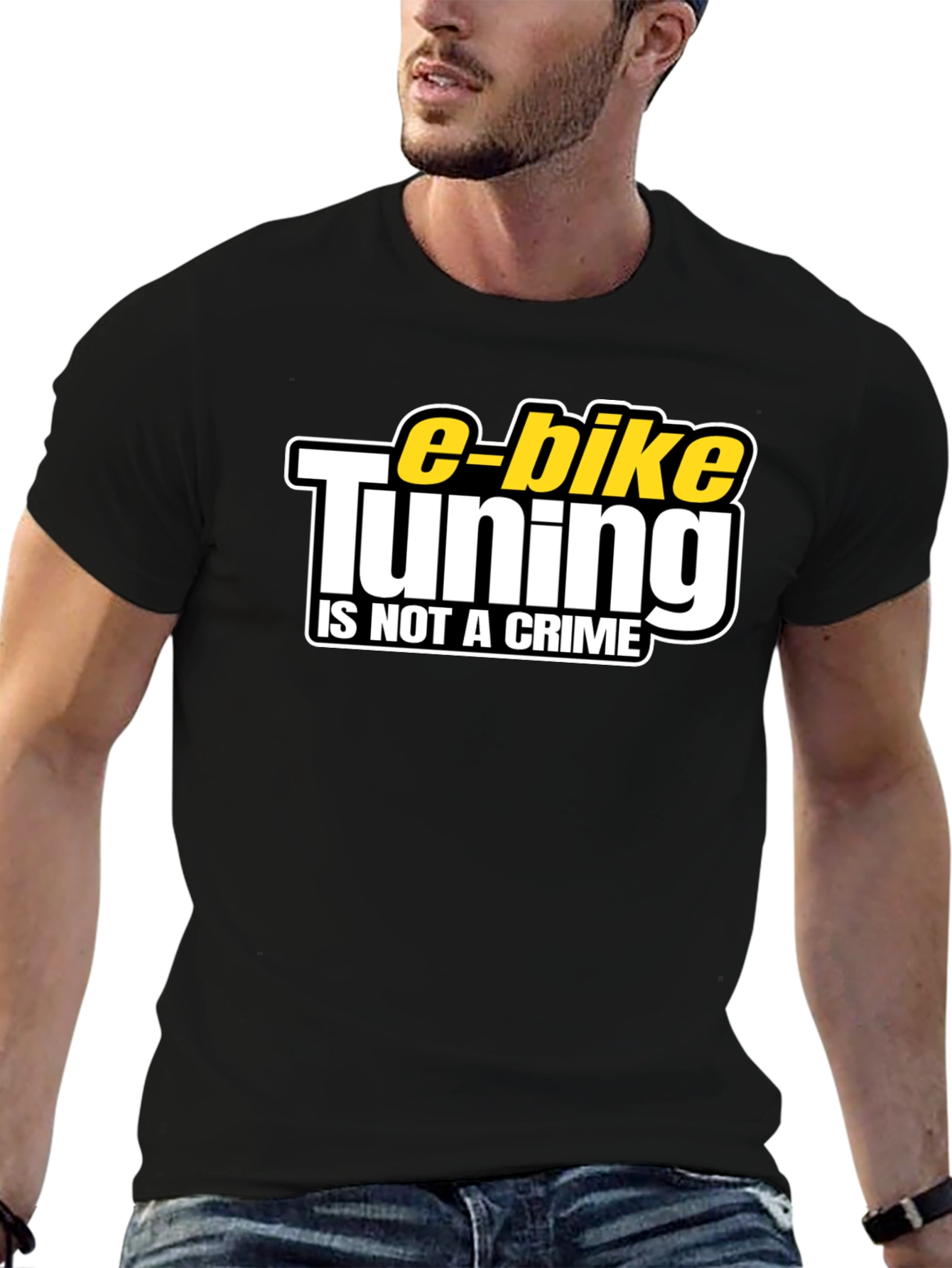 Black E-Bike Tuning Is Not a Crime Black T-Shirt view 6