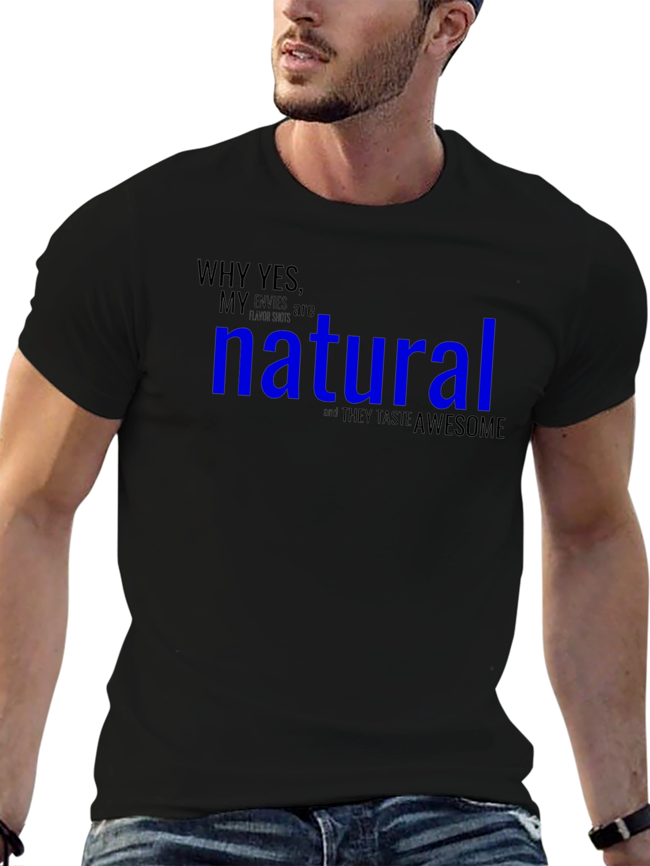 Black Funny "Natural" Graphic T-Shirt view 6