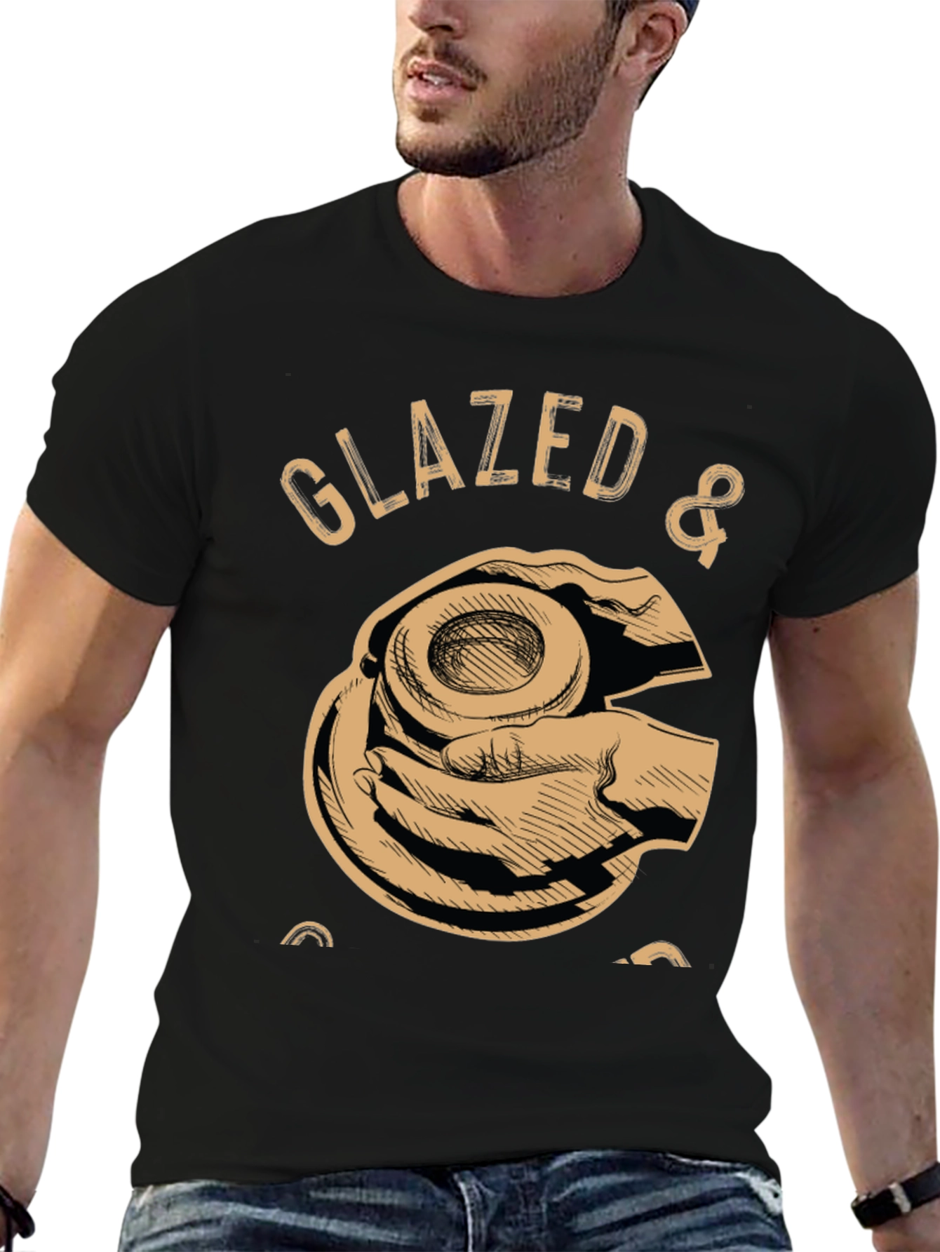 Black Glazed & Confused Donut Lover Graphic T-Shirt view 6