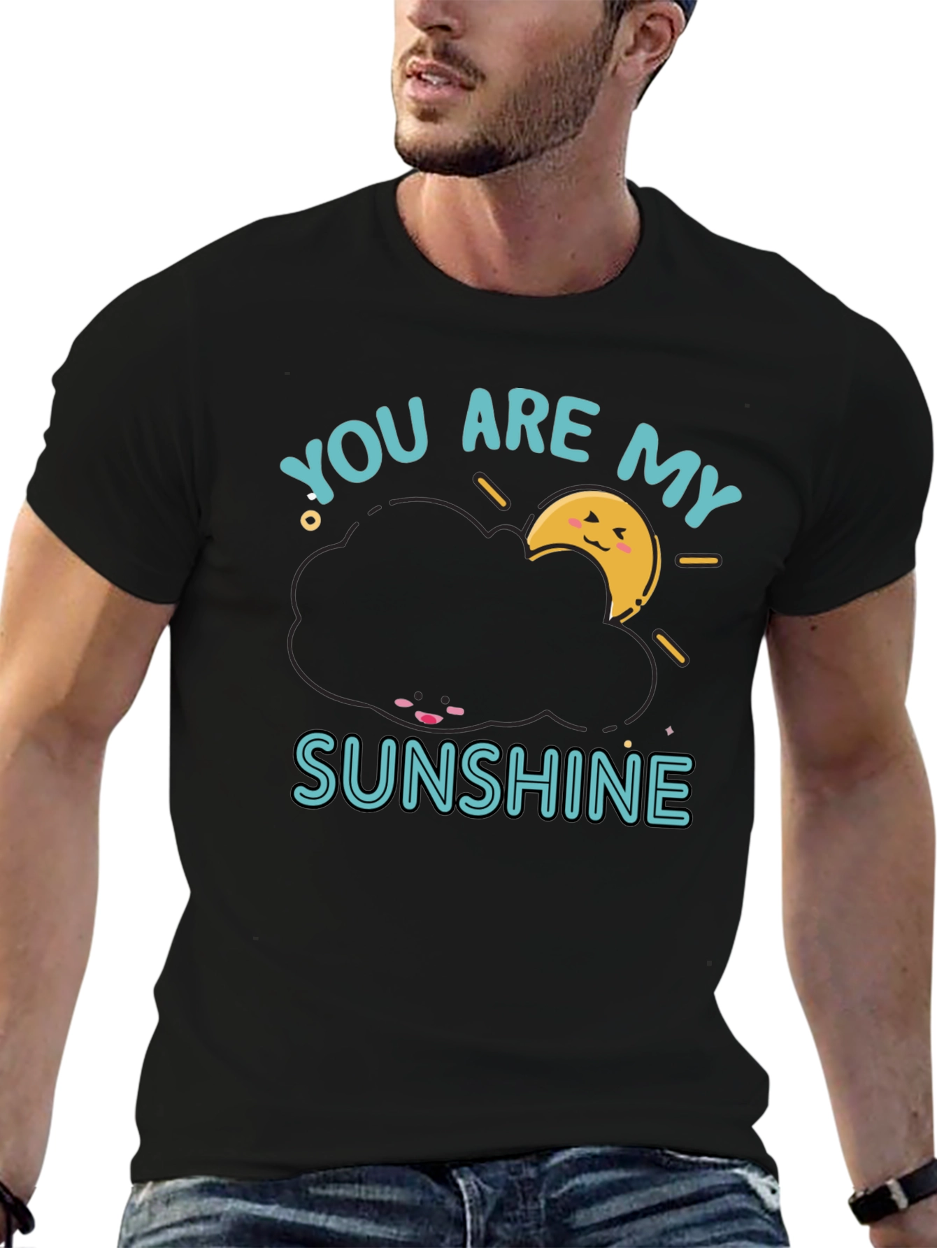 Black You Are My Sunshine Graphic Tee - Cute Cloud Design view 6