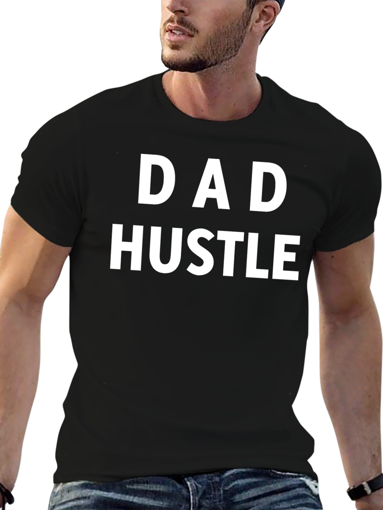 Black Dad Hustle Black Graphic T-Shirt view 6