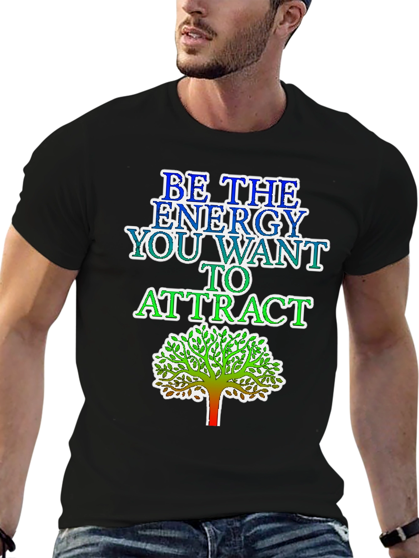 Black Energy Tree Graphic Tee - Black Casual T-Shirt view 6