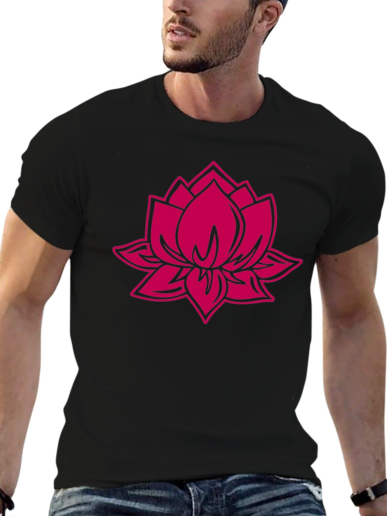 Black Lotus Flower Graphic Tee view 6