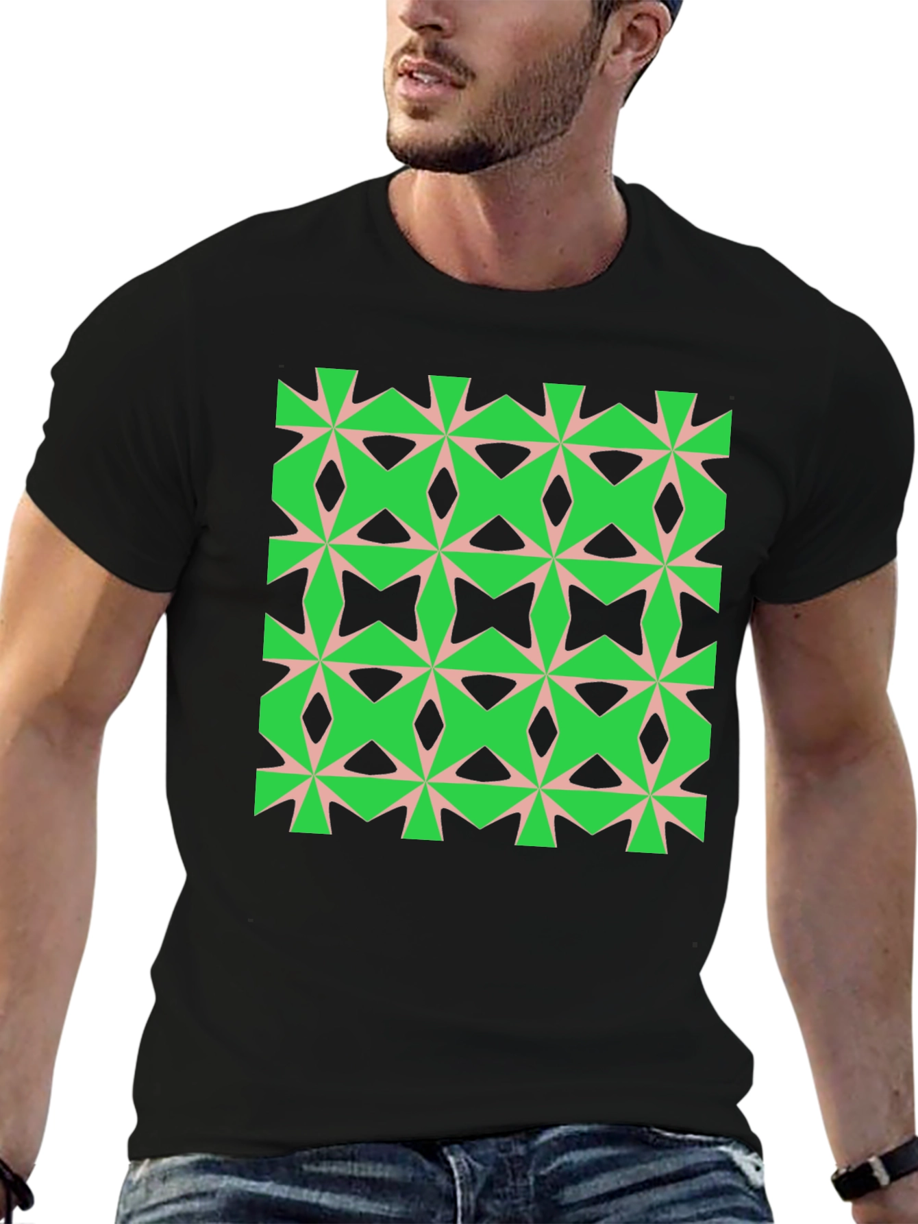 Black Geometric Pattern Tee view 6
