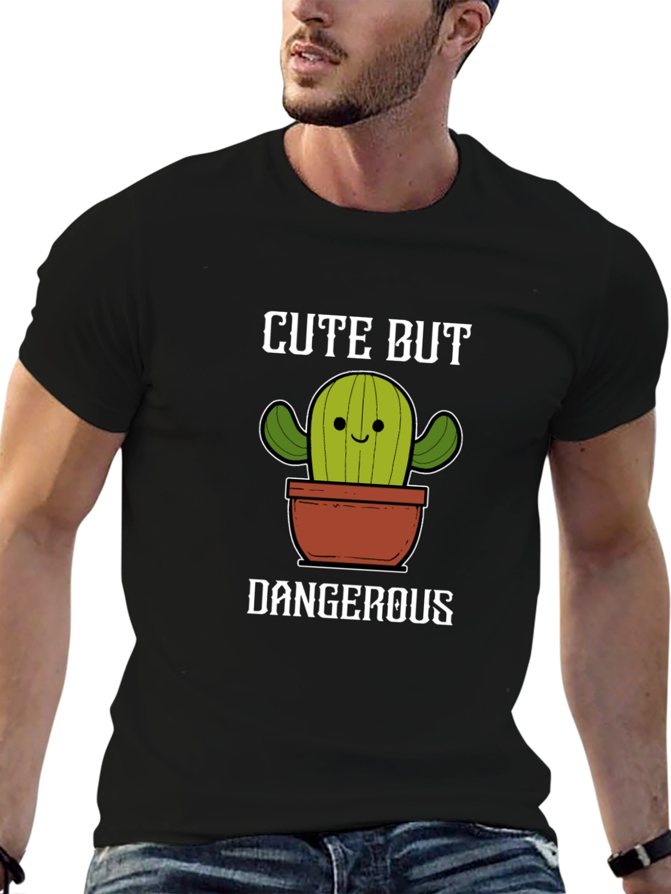 Black Cute But Dangerous Cactus Graphic Tee view 6