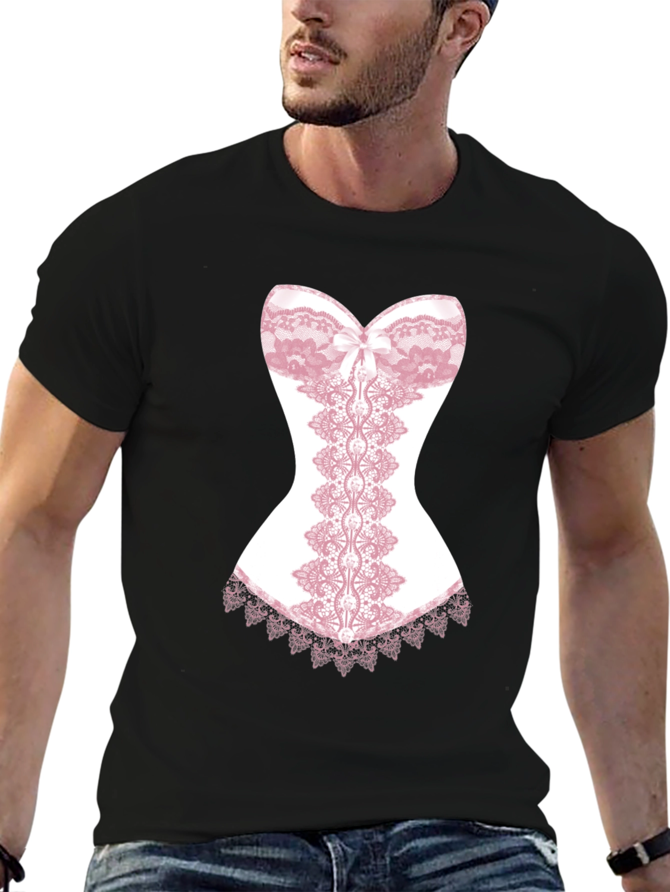 Black Novelty Corset Graphic T-Shirt view 6