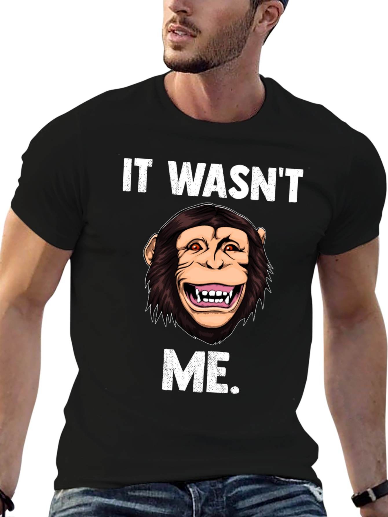 Black Funny Monkey It Wasn't Me T-Shirt view 6