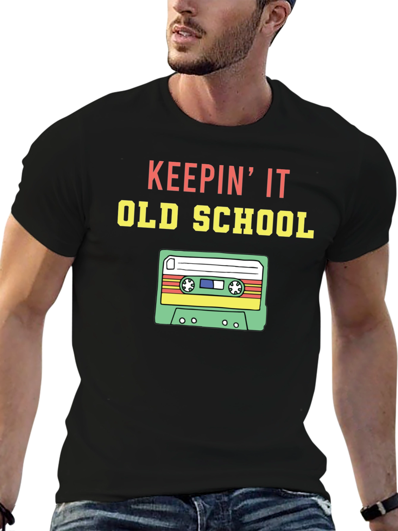 Black Keepin' it Old School Graphic T-Shirt view 6