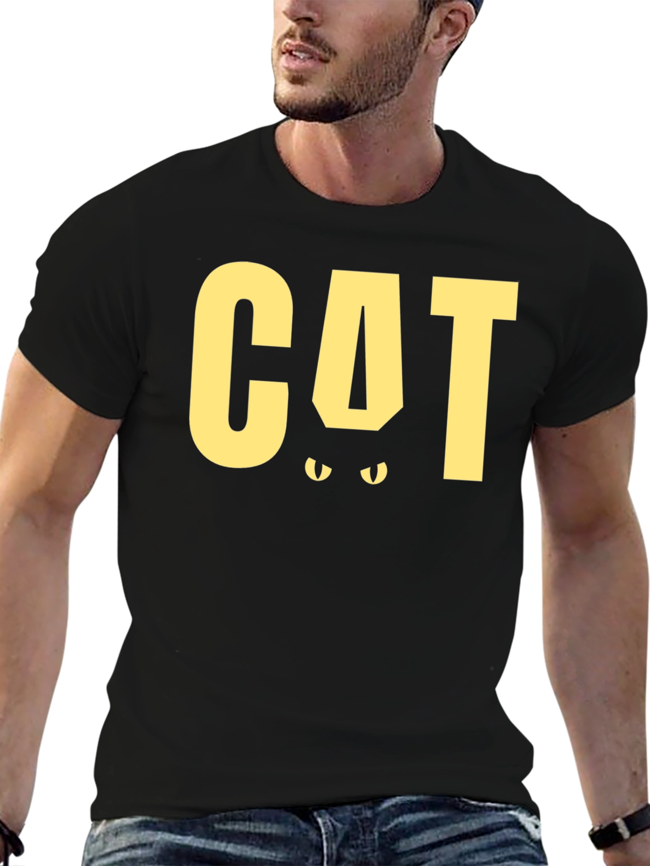 Black Cool Cat Graphic Tee - Black Cotton view 6