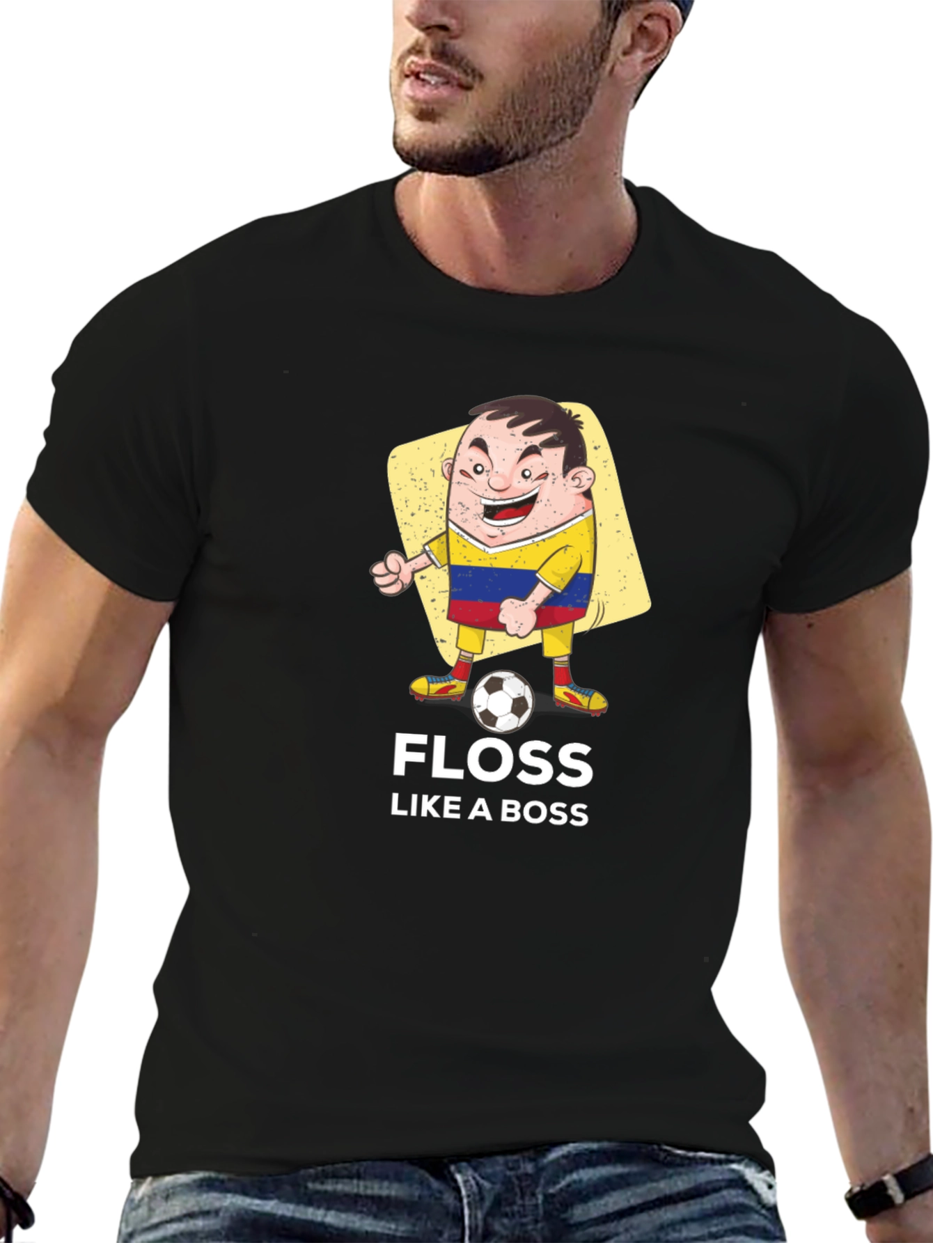 Black Floss Like a Boss T-Shirt - Soccer Fan Tee view 6
