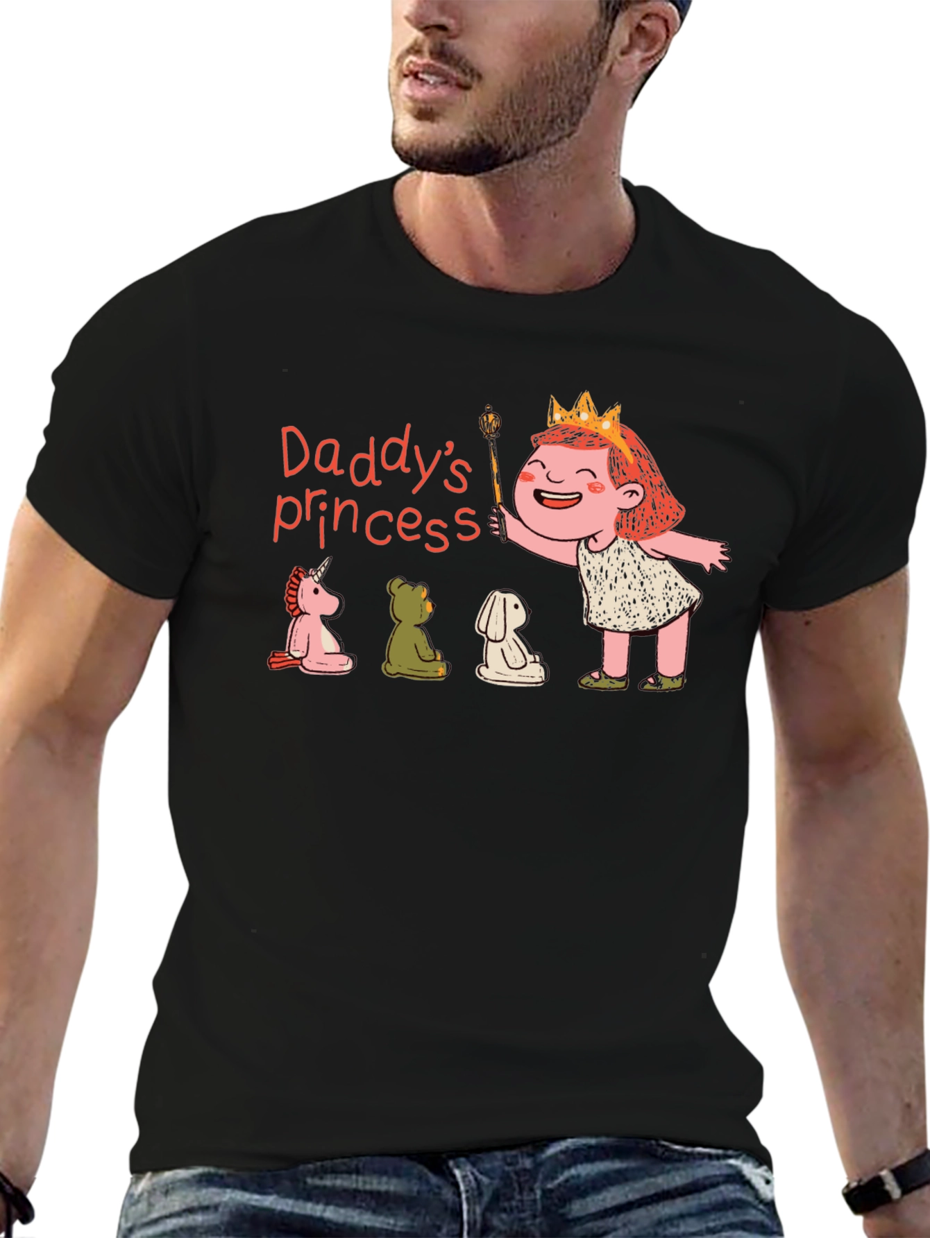 Black Daddy's Princess T-Shirt, Cute Cartoon Design view 6