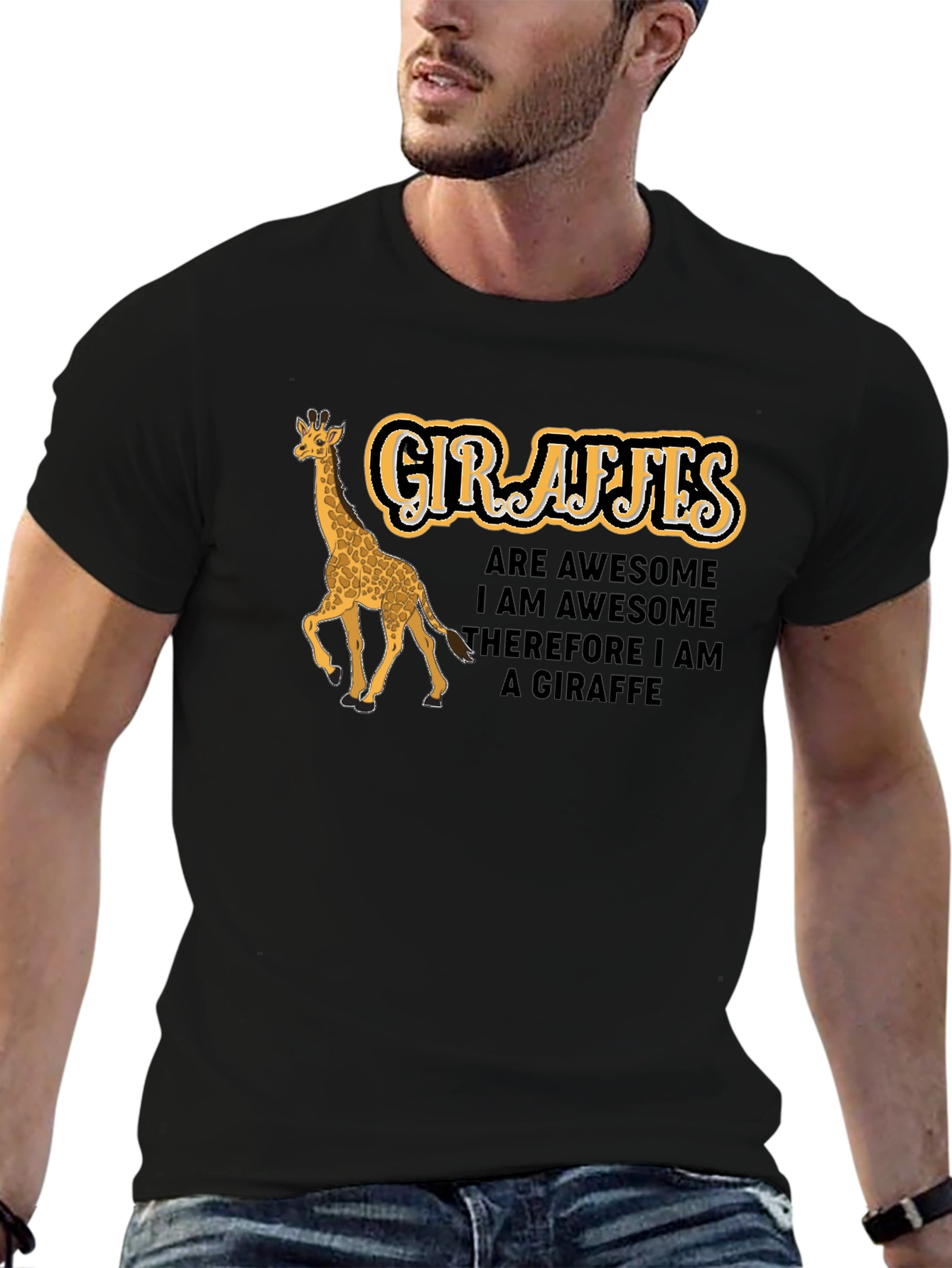 Black Giraffe Humor Black T-Shirt - Awesome Giraffe Lover Tee view 6