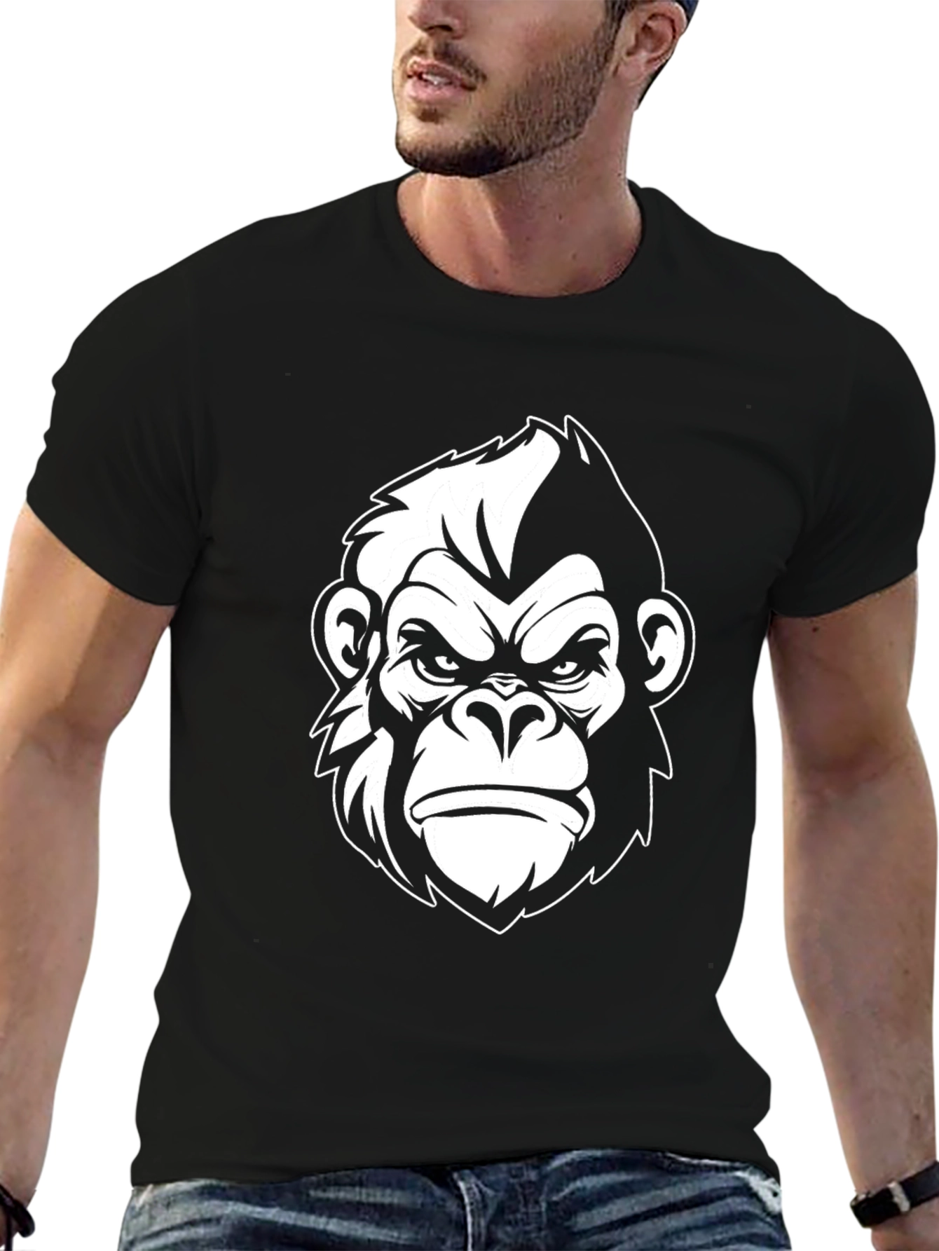 Black Cool Gorilla Graphic Tee - Black view 6