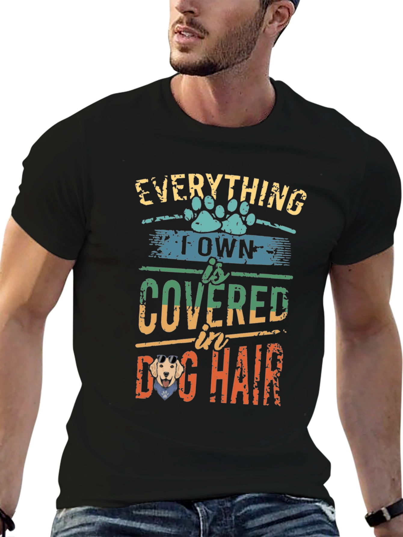 Black Dog Lover T-Shirt: Everything I Own is Covered in Dog Hair view 6