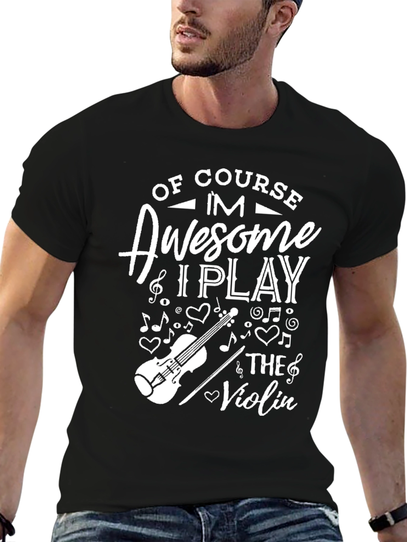 Black Awesome Violin Player T-Shirt view 6