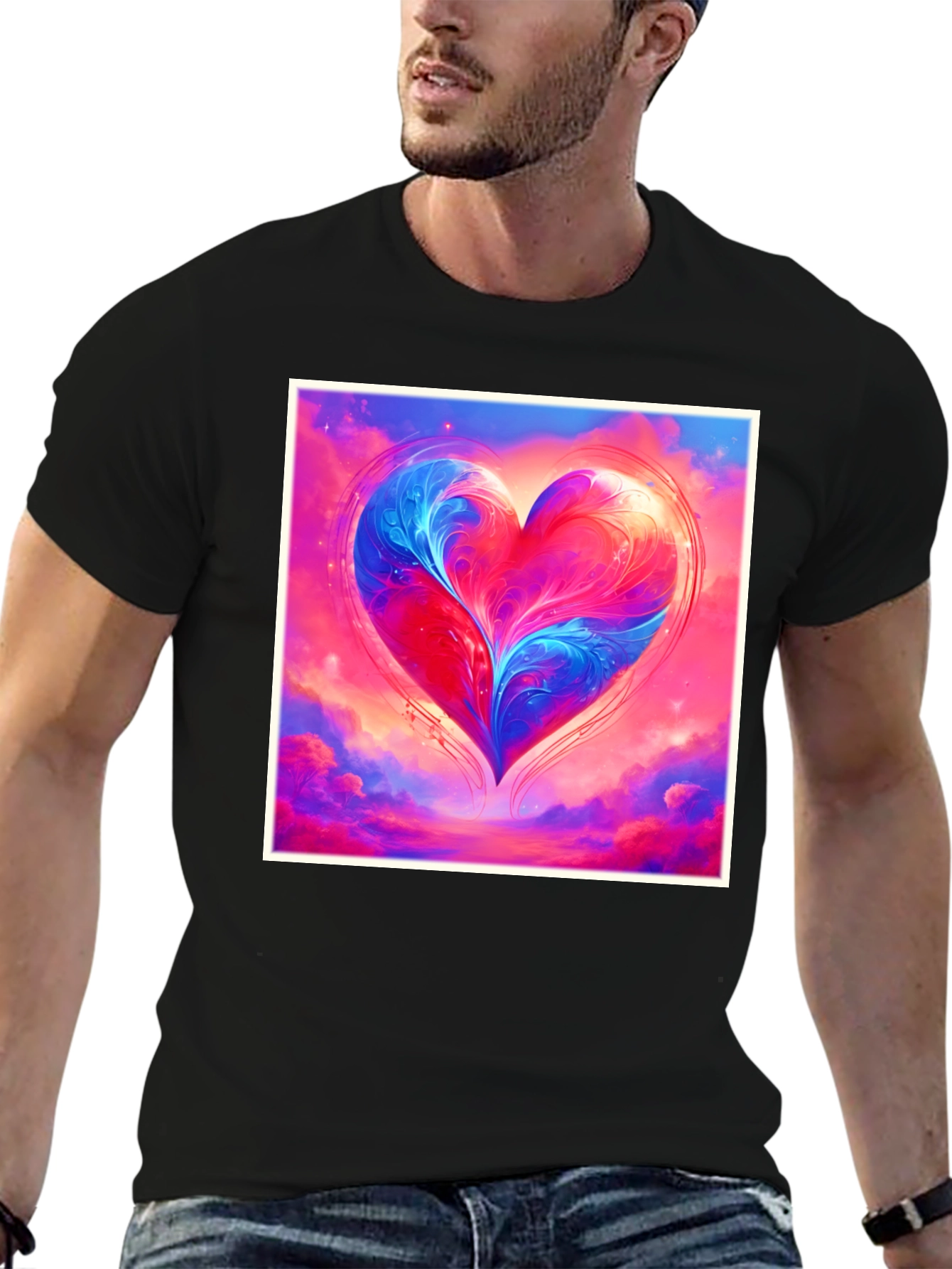 Black Heart Art Tee - Abstract Love Design view 6
