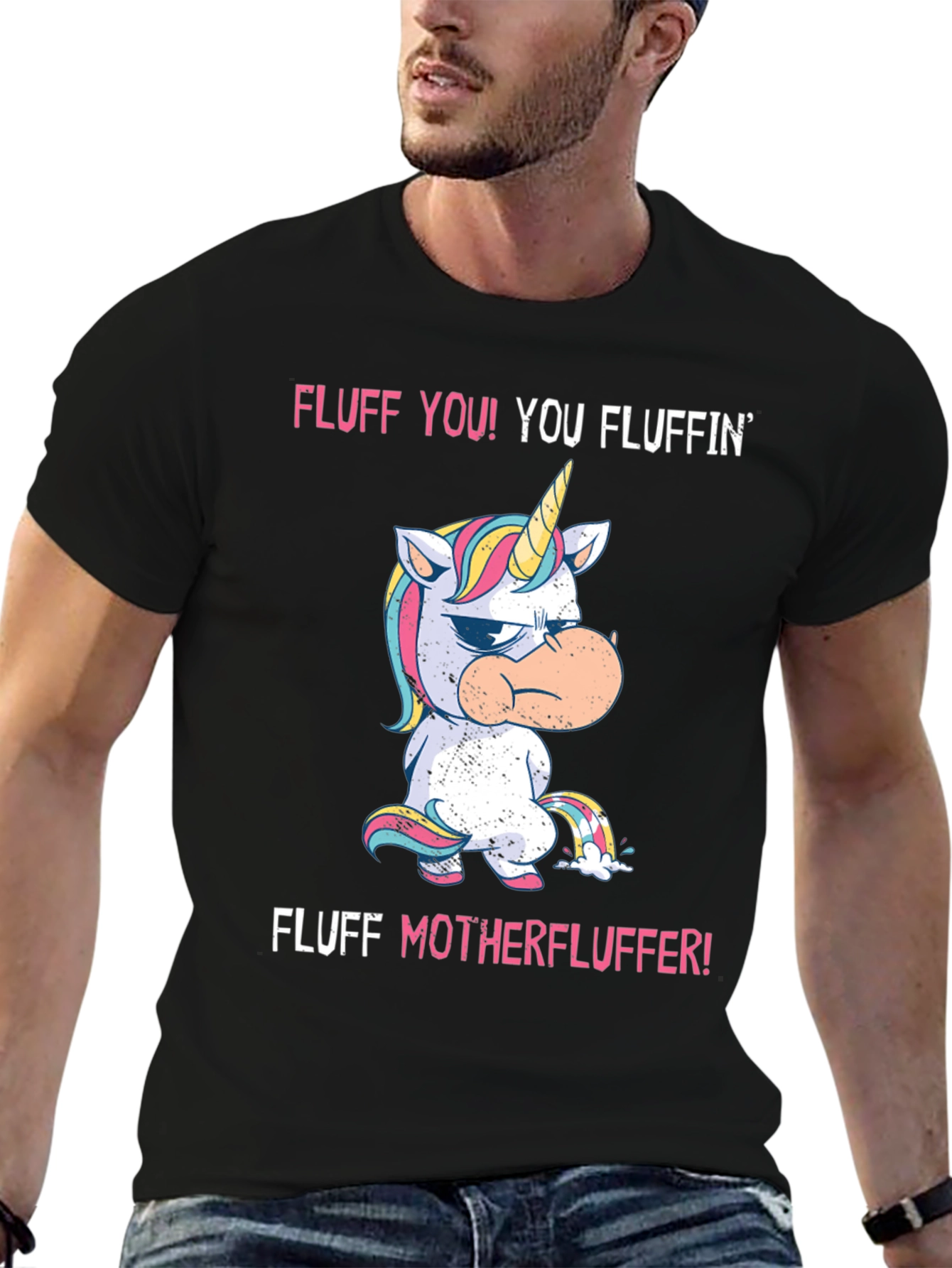 Black Fluff You! Unicorn Graphic Tee - Black Cotton view 6