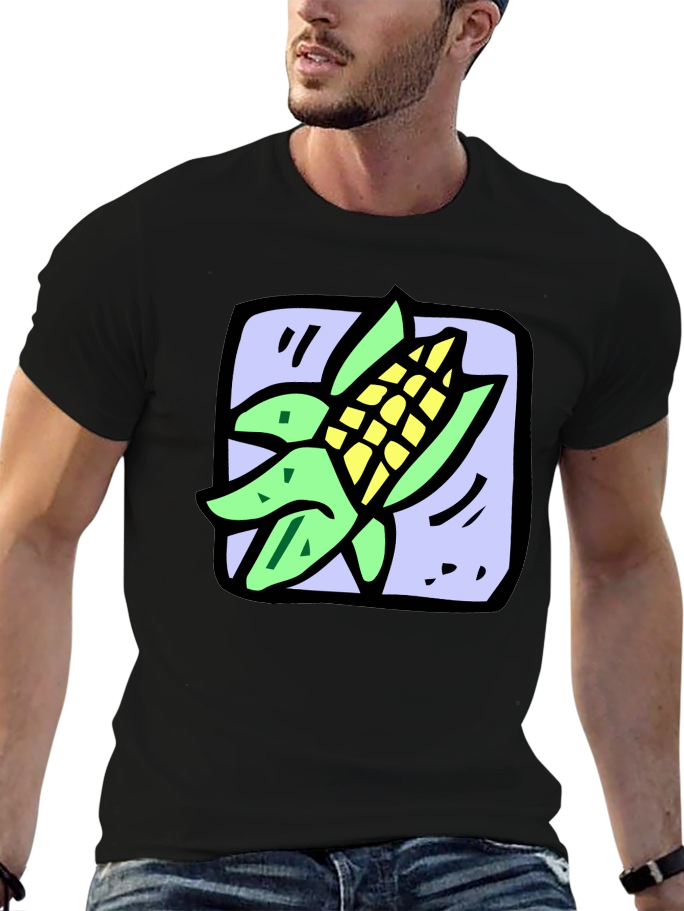 Black Corn Graphic T-Shirt - Quirky Food Tee view 6