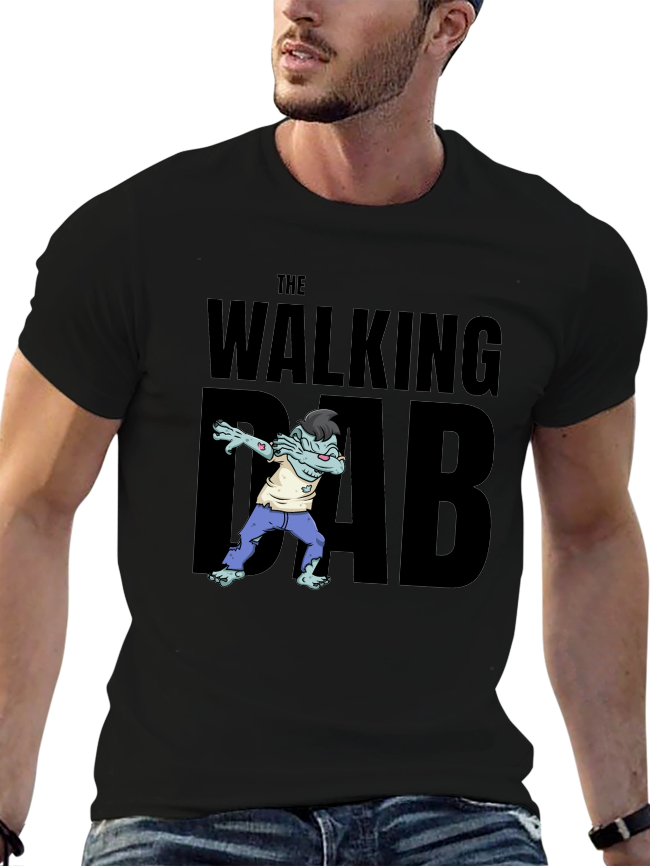 Black The Walking Dab T-Shirt - Funny Zombie Graphic Tee view 6