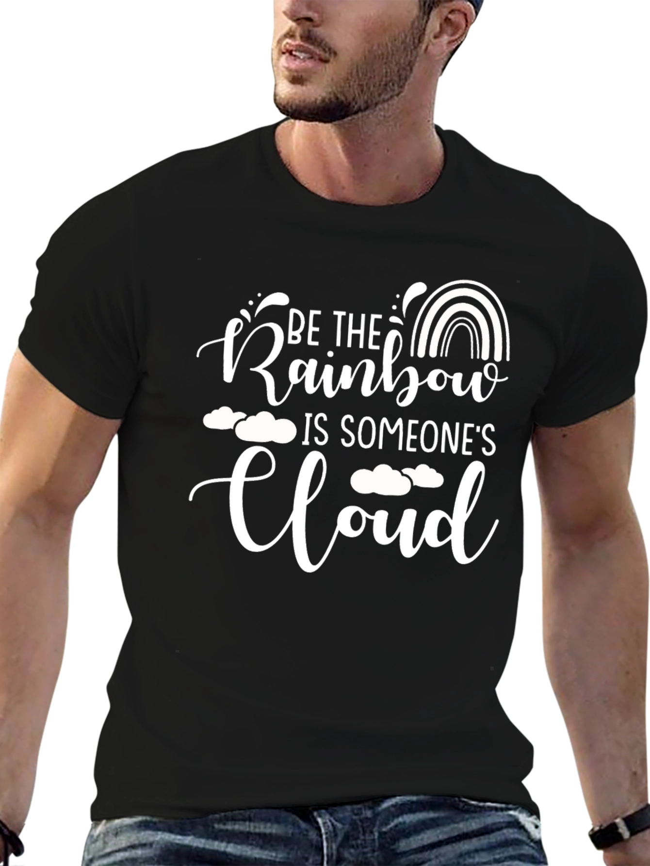 Black Be the Rainbow T-Shirt - Inspirational Quote Graphic Tee view 6