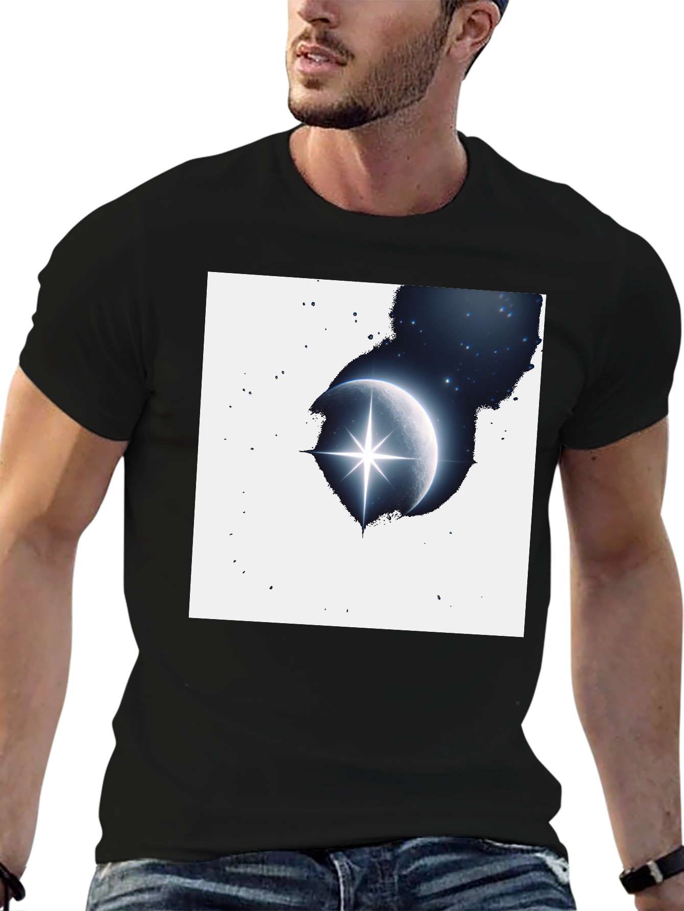 Black Celestial Star T-Shirt - Black Graphic Tee view 6
