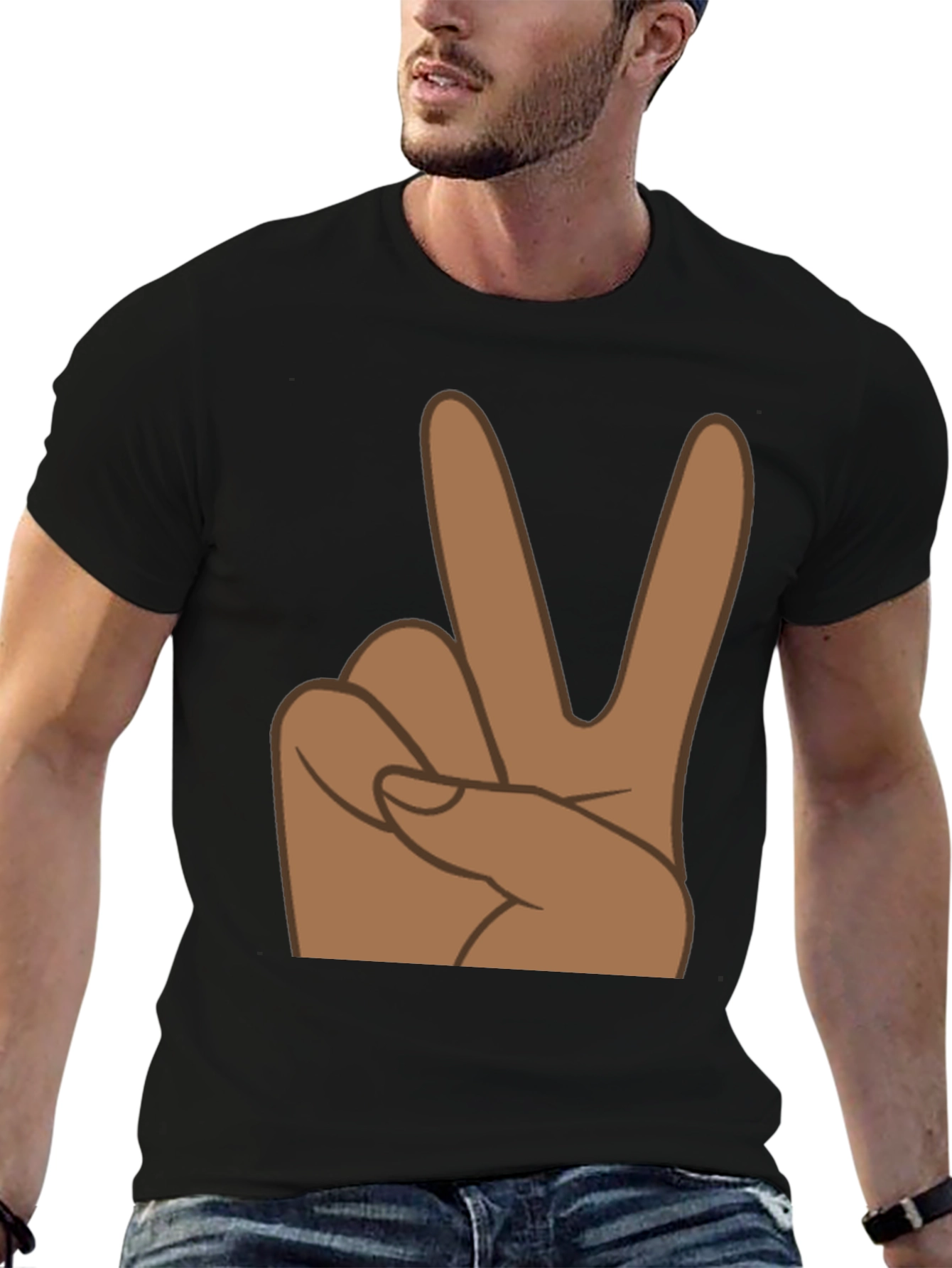 Black Peace Sign Graphic Tee - Black view 6