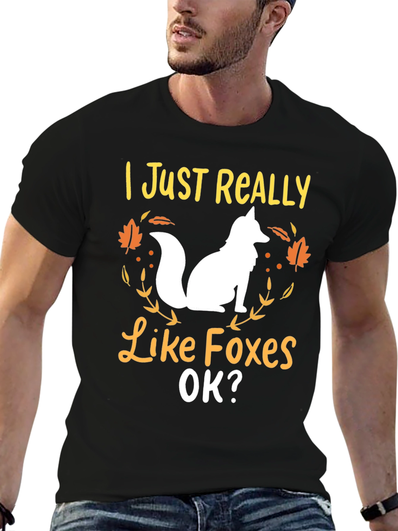 Black I Just Really Like Foxes Graphic Tee view 6
