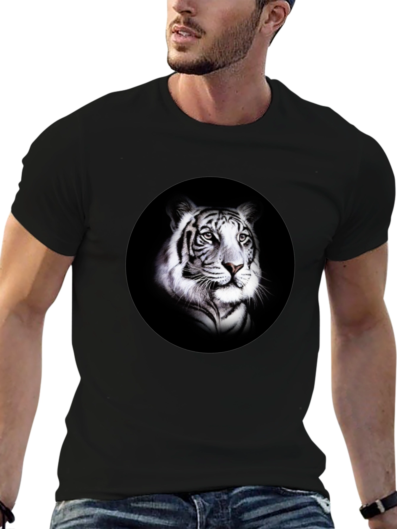 Black Black Tiger Graphic T-Shirt - Bold Animal Print view 6