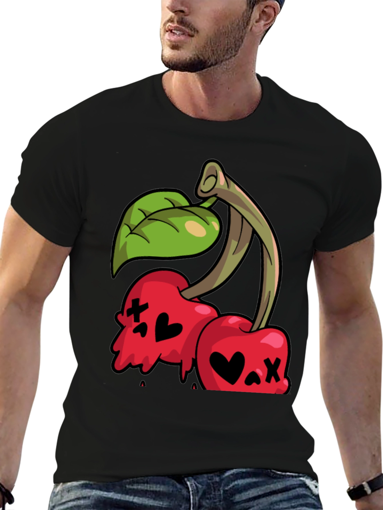 Black Cherry Skull Graphic Tee - Edgy Style view 6